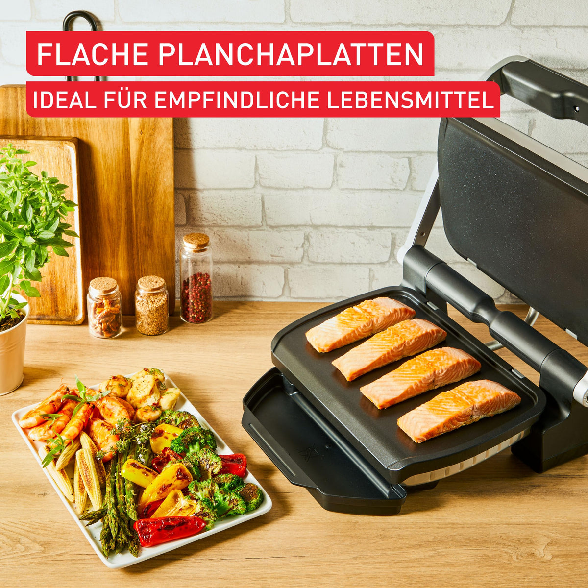 Plăci Tefal Plancha, compatibile cu OptiGrill, OptiGrill +, OptiGrill Elite, pentru ingrediente delicate, din aluminiu turnat cu strat antiaderent, negru, XA728810