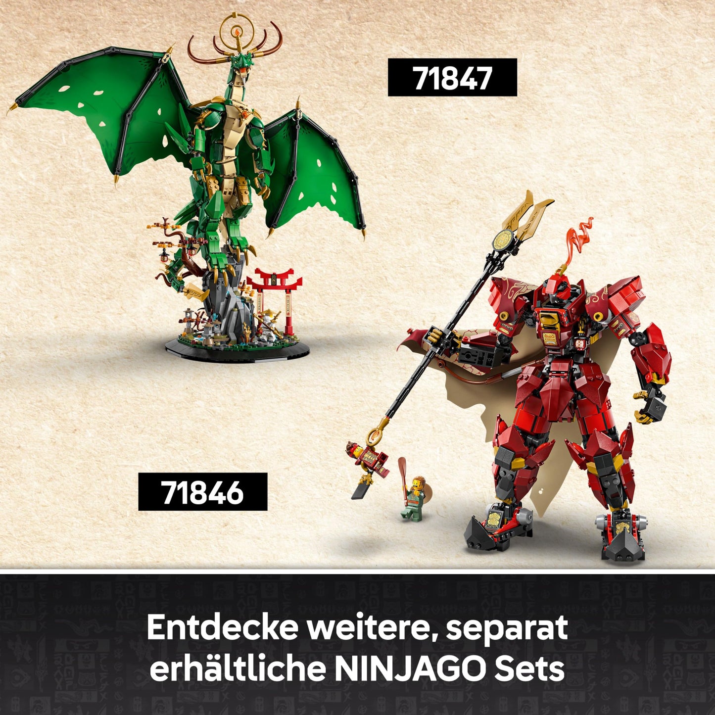LEGO NINJAGO Guardian Dragon Building Set - With Dragon Figure, Master Wu Minifigure & Stand - Building Playset for Boys Ages 14+ & Teenagers 71847