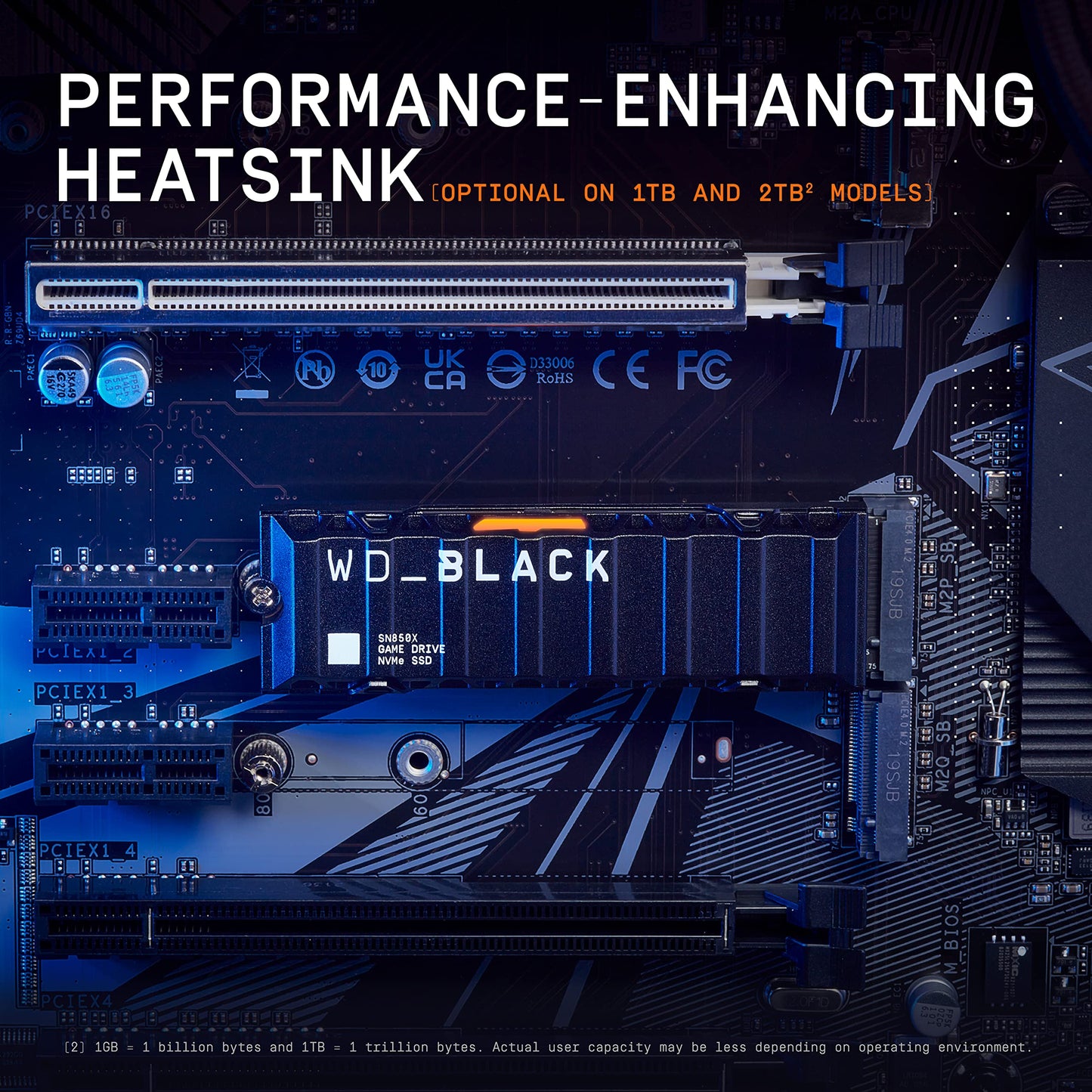 WD_BLACK SN850X NVMe SSD with Heatsink 4 TB internal SSD (gaming memory, PCIe Gen4 technology, read 7,300 MB/s, write 6,600 MB/s) black - WDS400T2XHE