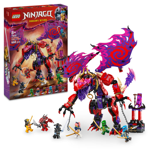 LEGO NINJAGO Chaos Dragon Thundertooth - toy with 6 ninja minifigures - role play building set for boys and girls aged 8 and up - gifts for fans of the TV series Rise of the Dragons 71832