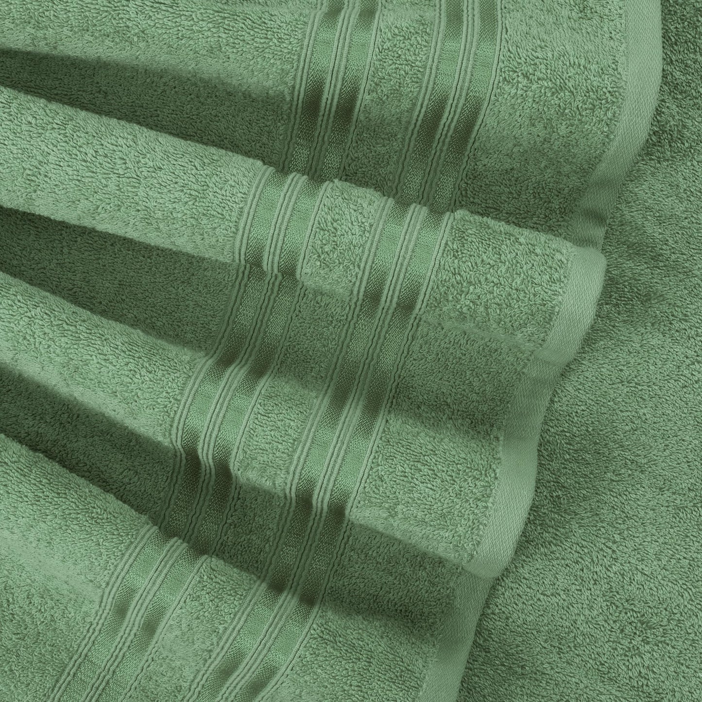 Hammetex set of 6 towels - 2 bath towels 70x140 cm & 4 hand towels 50x100 cm - 100% cotton terry - Oeko-TEX certified - soft, absorbent - with hangers, sage green - RN71