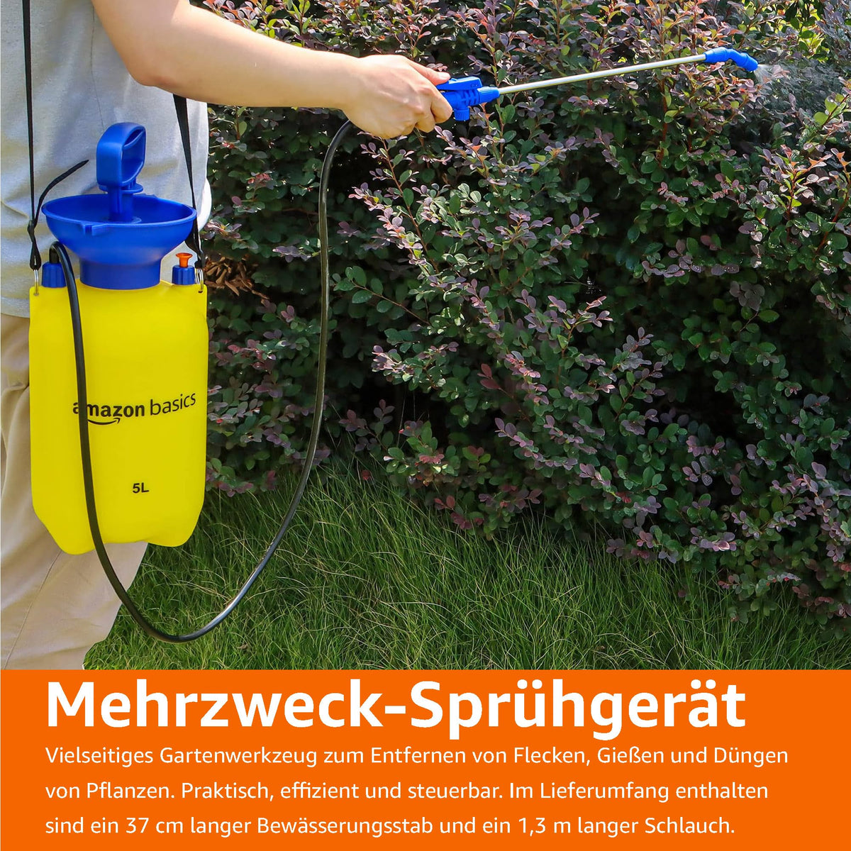 Amazon Basics Pressure Sprayer 5 Liters with Pump Function, White - JC742