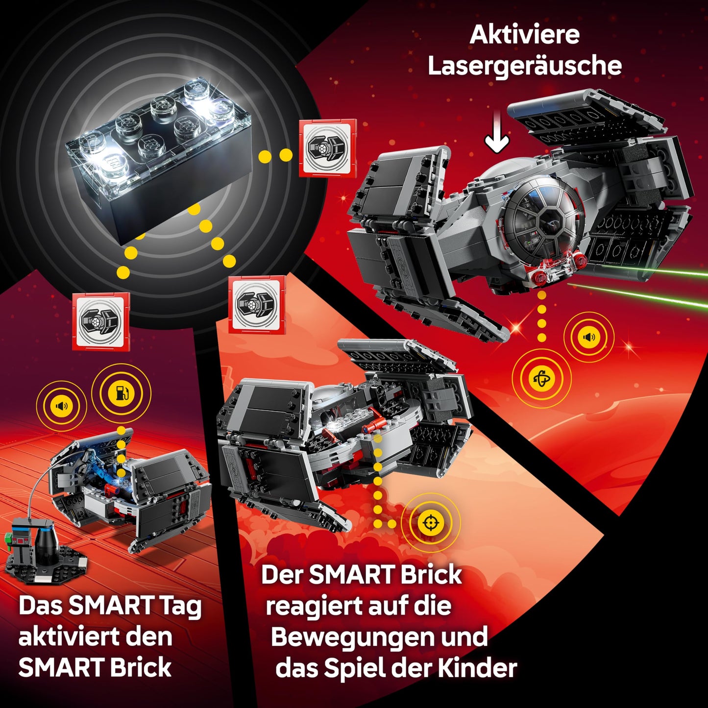 LEGO Star Wars 75421 SMART Play: TIE Fighter-ul lui Darth Vader - Set de joacă interactiv all-in-1 cu cărămidă SMART, etichetă, minifigurină și încărcător - cadou pentru băieți, fete de 8 ani și peste și fani adulți