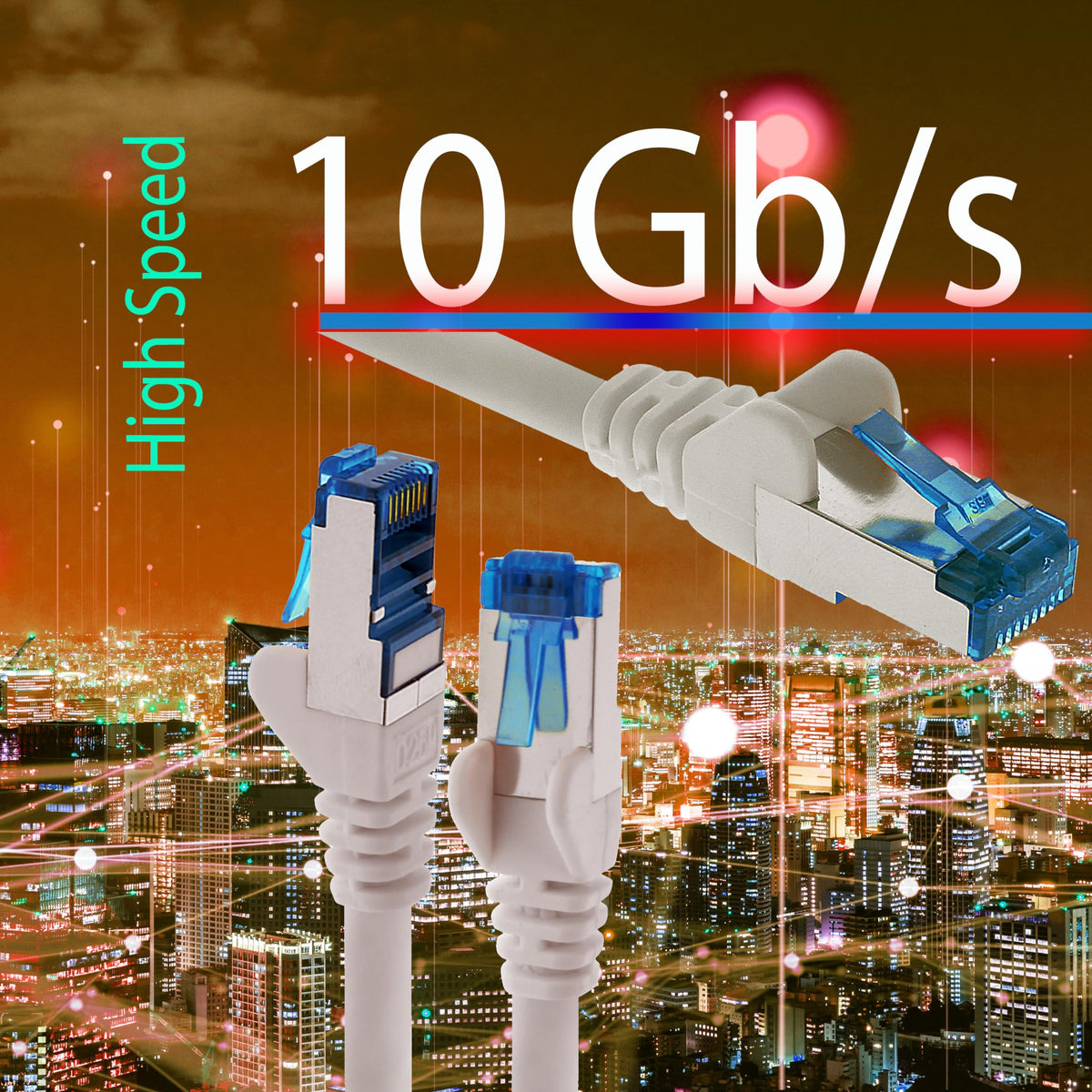 1aTTack.de 7,5m - CAT6a - Cablu de rețea albastru - 5 bucăți CAT 6 A cabluri de patch 10000 Mbit/s SFTP PIMF 500 MHz compatibile cu CAT5, CAT6, CAT7, DSL, Internet, Switch, Router - 4250344831587