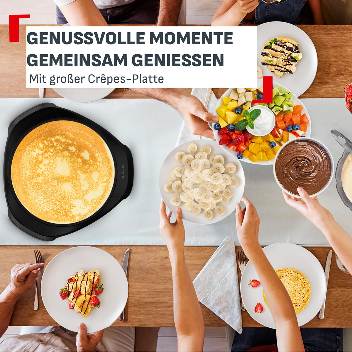 Tefal Easy Crep'Party Crêpes-Maker, plăcuță mare detașabilă, acoperire antiaderentă, indicator de temperatură Thermo-Signal, curățare ușoară, plăcuță lavabilă în mașina de spălat vase, Negru, PY3218F0