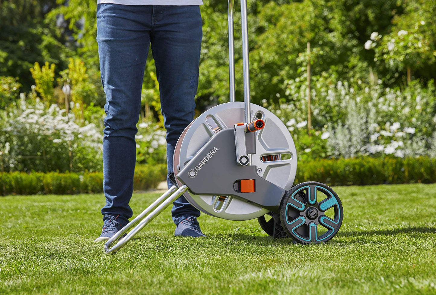 Gardena CleverRoll L Easy Metal: Large hose trolley with a capacity of up to 100 m, particularly stable, hose guide in a robust metal frame (18550-20)
