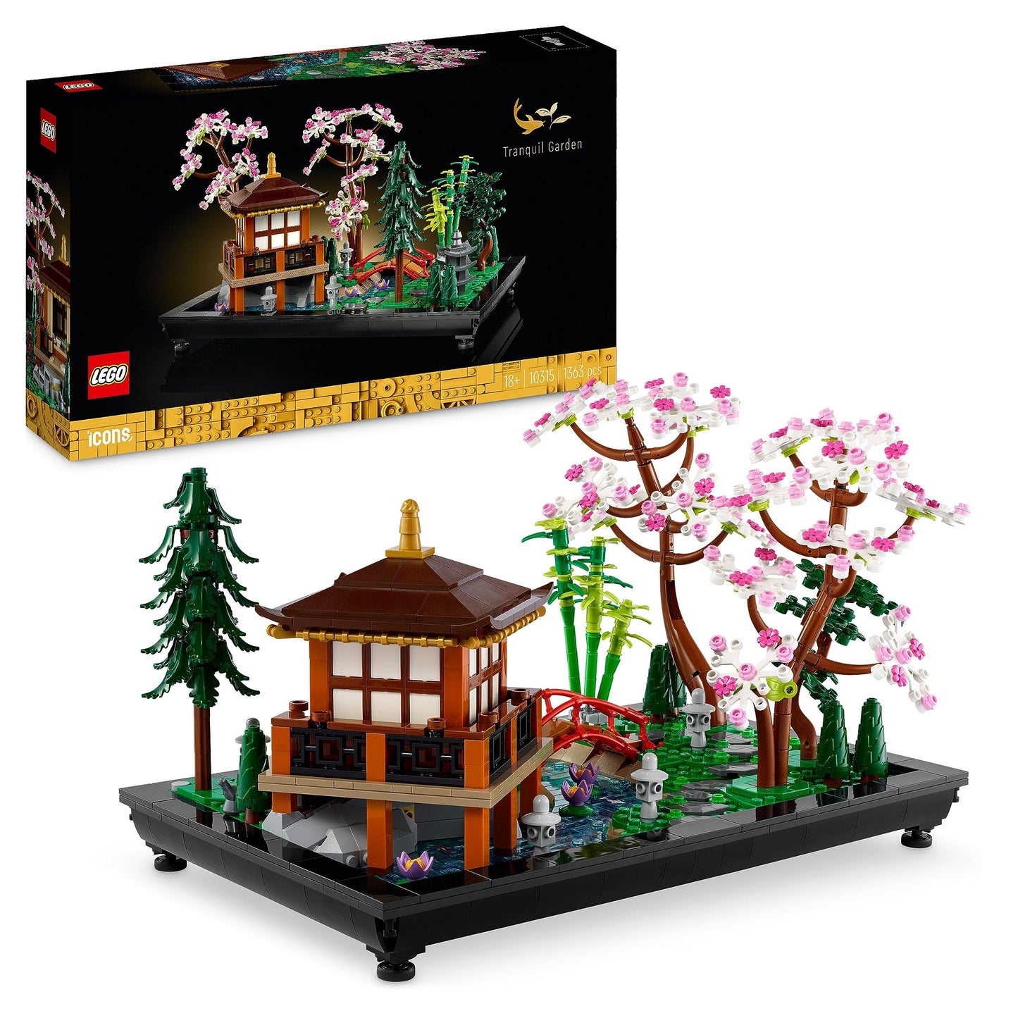 LEGO Icons Garden of Silence, Botanical Zen Garden Set for Adults with Lotus Flowers & 10311 Icons Orchid, Artificial Plants Set with Flowers - 10315