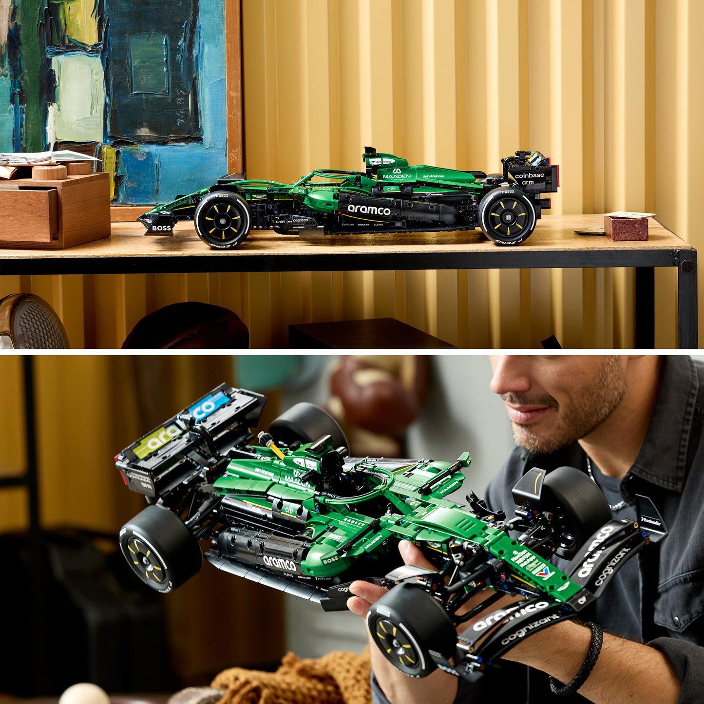 LEGO Technic Aston Martin Aramco AMR25 Formula 1 racing car - model building for adults - racing car with V6 engine, differential and DRS activation - gift idea for racing and motorsport fans - 42240
