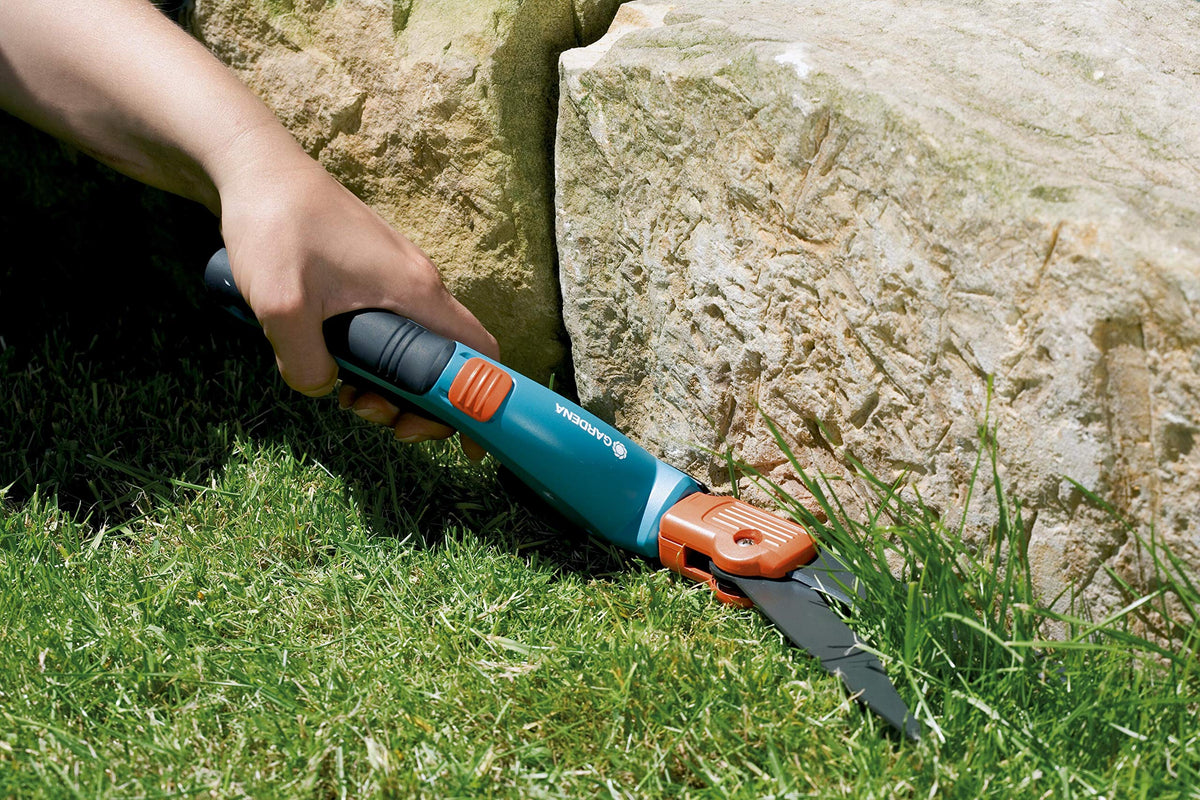 Foarfecă pentru iarbă Gardena Comfort, rotativă: foarfece pentru gazon cu lame rotative la 360° pentru utilizatori dreptaci și stângaci, margine zimțată pentru tăiere precisă, acoperire antiaderență, mâner confortabil (8734-20) - 08734-20