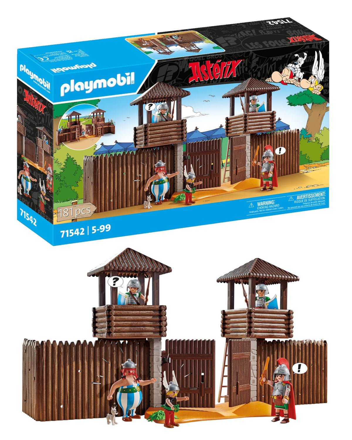 PLAYMOBIL Asterix 71542 Tabăra romană, cucerirea captivantă a taberei de către gali, inclusiv o poțiune magică pentru mai multă putere fizică, jucărie detaliată pentru copiii cu vârsta de 5 ani și peste