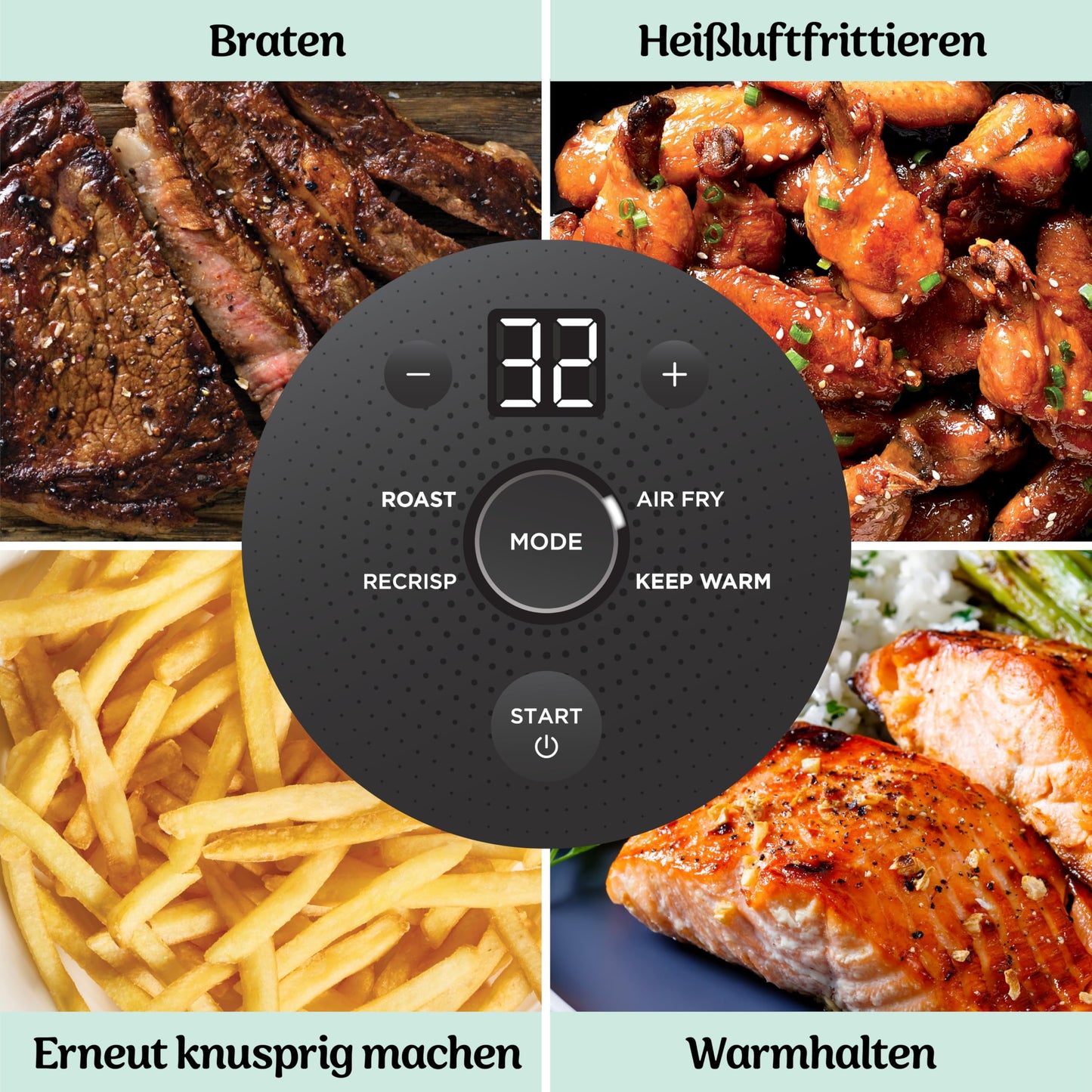 Ninja CRISPi Portable Air Fryer, 3.8L, 4-in-1: Air Frying, Roasting, Keeping Warm, Recrisp, Compact, 6 Servings, 2 Removable Glass Containers & Lids, 1700W, Sage FN101EUSG