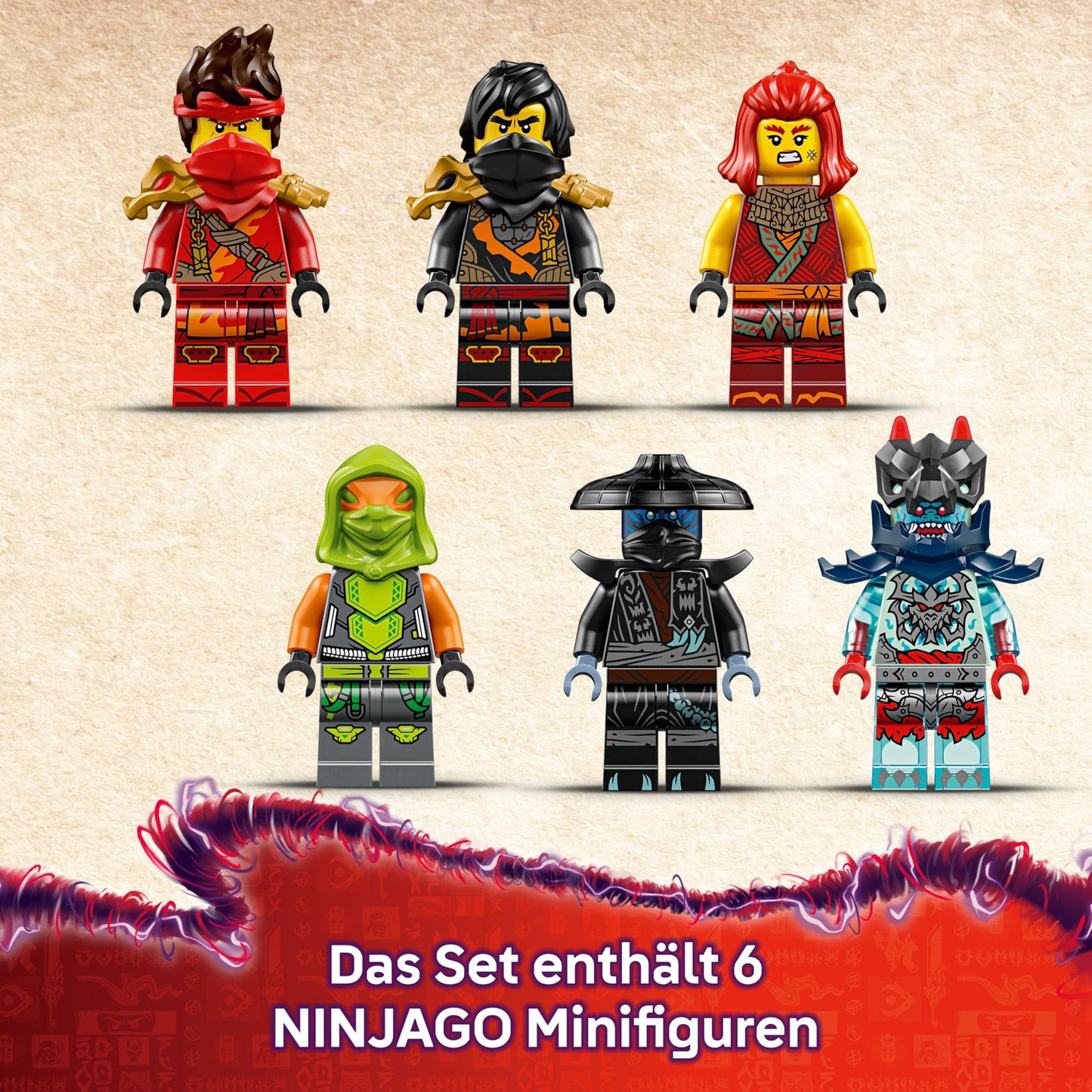 LEGO NINJAGO Ninja Action Speedster - 3-in-1 toy with 2 ninja bikes, 1 jet and 6 minifigures, including Kai and Frak - Rise of the Dragons Gift for boys aged 8 and up - 71844