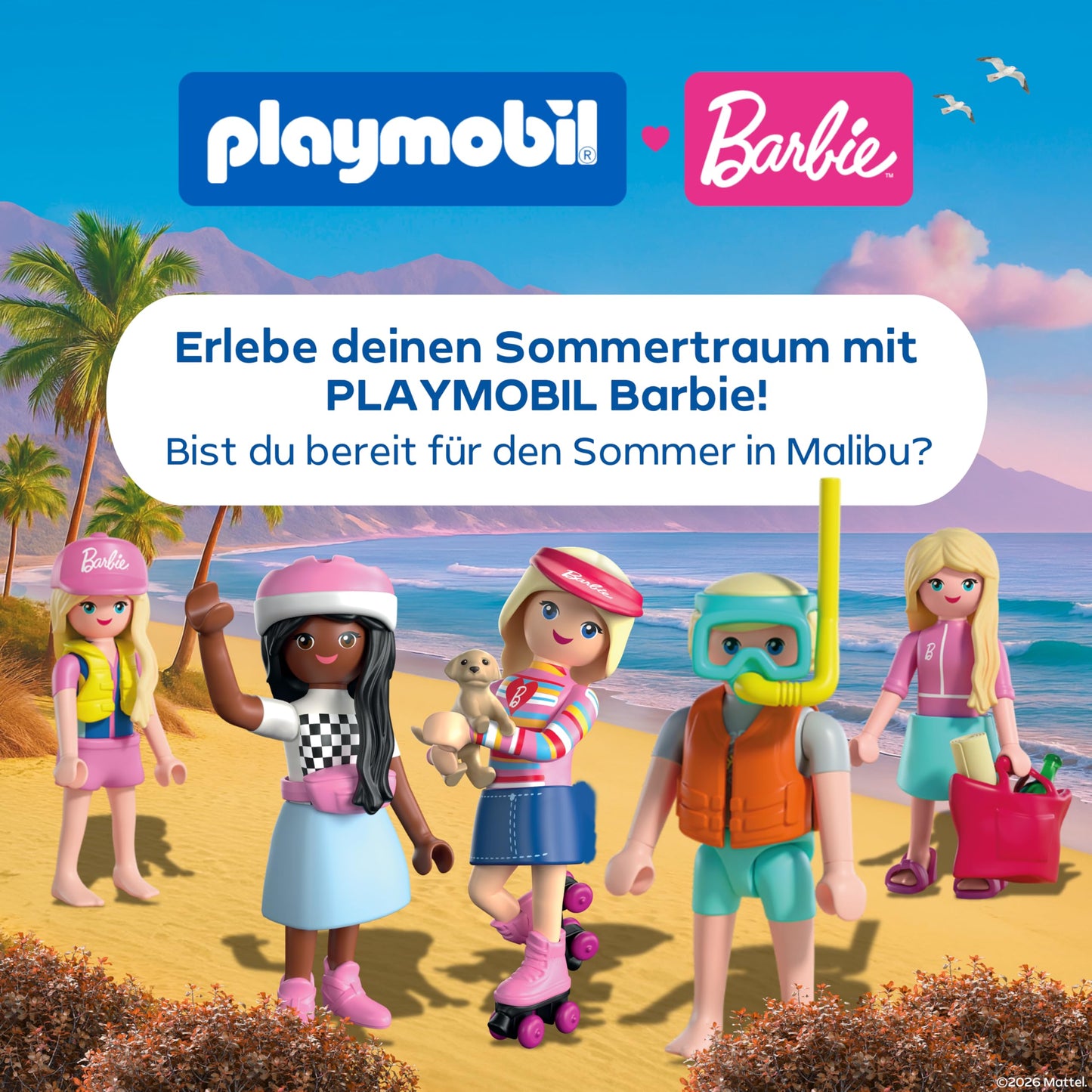 PLAYMOBIL | Barbie | Adventure boat | Speedboat with Barbie & Ken | Wakeboarding & snorkeling action for children | Malibu summer feeling & water adventure | Water toys | For children aged 4 and over | 72122