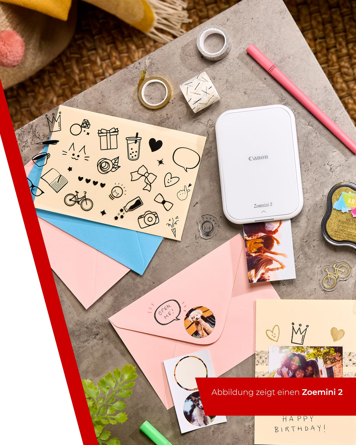 Canon ZOEMINI 2 Mini Fotodrucker pentru telefon + 20 de autocolante + 10 autocolante circulare - 5452C007
