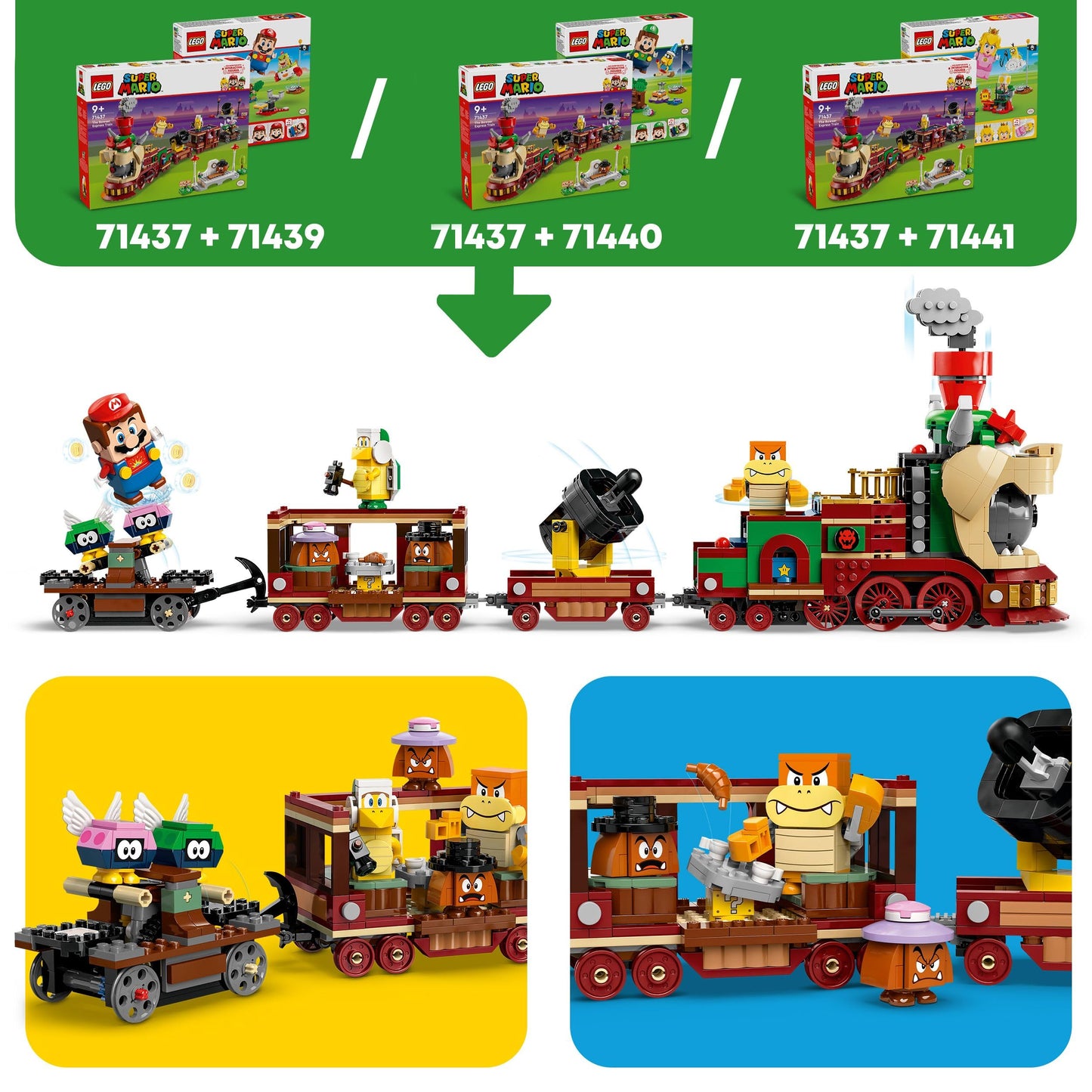 LEGO Super Mario The Bowser Express Train - Interactive toy with 2 stations & 6 figures, Hammer Brother, Boom Boom, 2 Goombas & 2 Paradots - Gift for boys & girls aged 9 and up - 71437