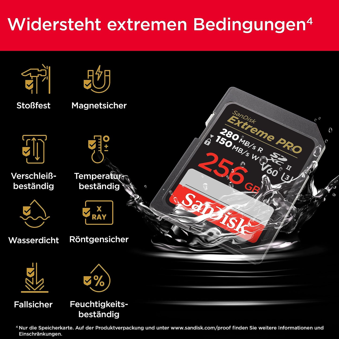 SanDisk Extreme PRO SDXC UHS-II Speicherkarte V60 256 GB - SDSDXEP-256G-GN4IN