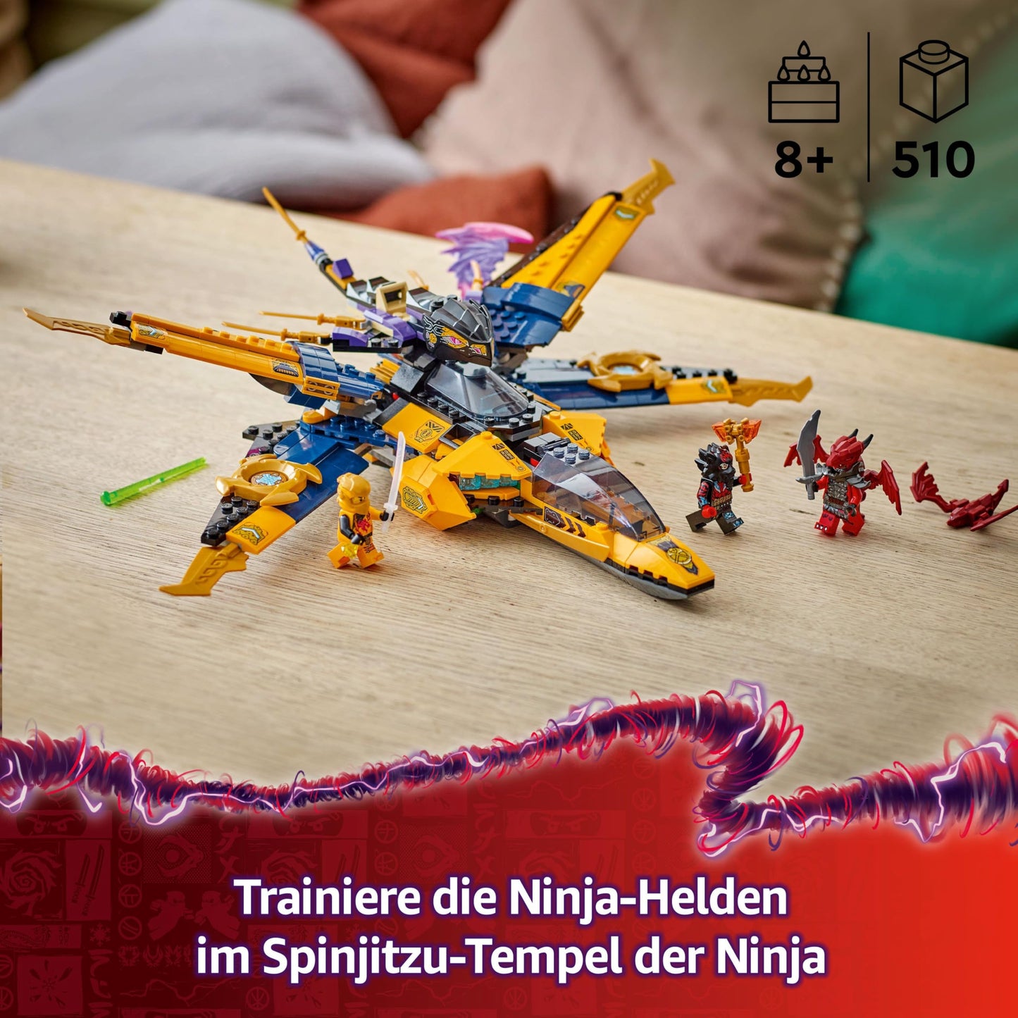 LEGO NINJAGO Ras and Arin's super storm plane - toy with drone, shooters, blades and engines - including 3 minifigures for ninja role play - building set for boys and girls aged 8 and up 71833