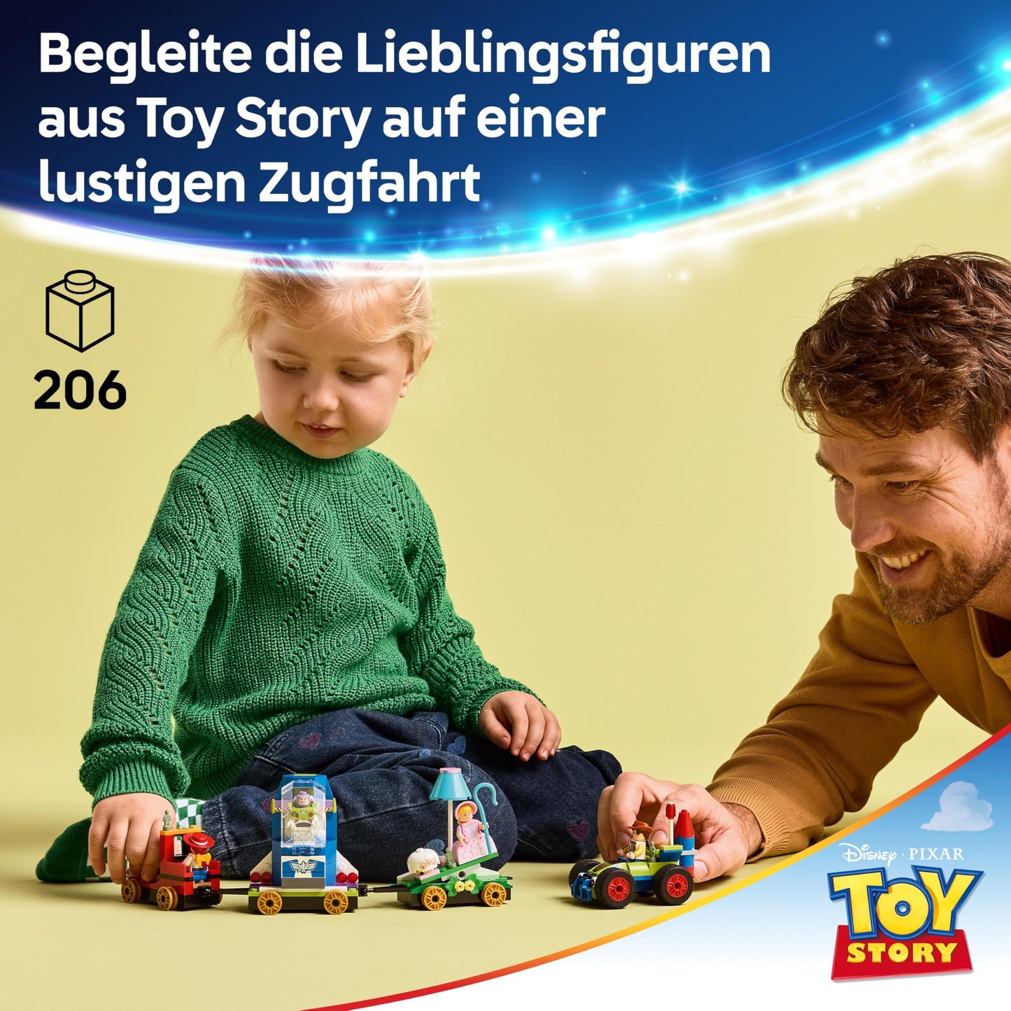 LEGO ǀ Disney and Pixar's party train and the RC car from Toy Story - with Woody, Jessie, Porzellinchen and Buzz Lightyear minifigures - creative gift for boys and girls aged 4 and up - 43264