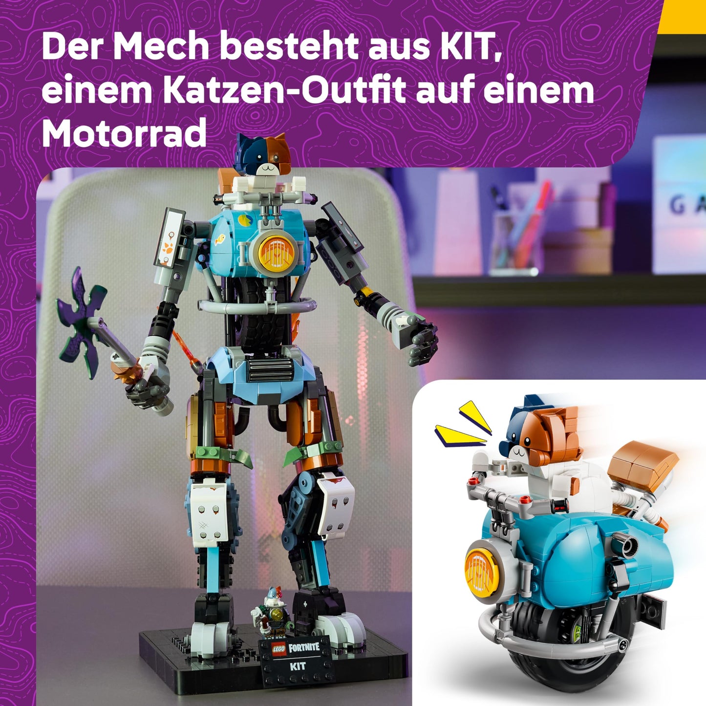LEGO Fortnite KIT - Interactive figure with power claw pickaxe and rotating wheel - room decoration for children - gaming gift for boys, girls and teenagers aged 12 and over - 77081