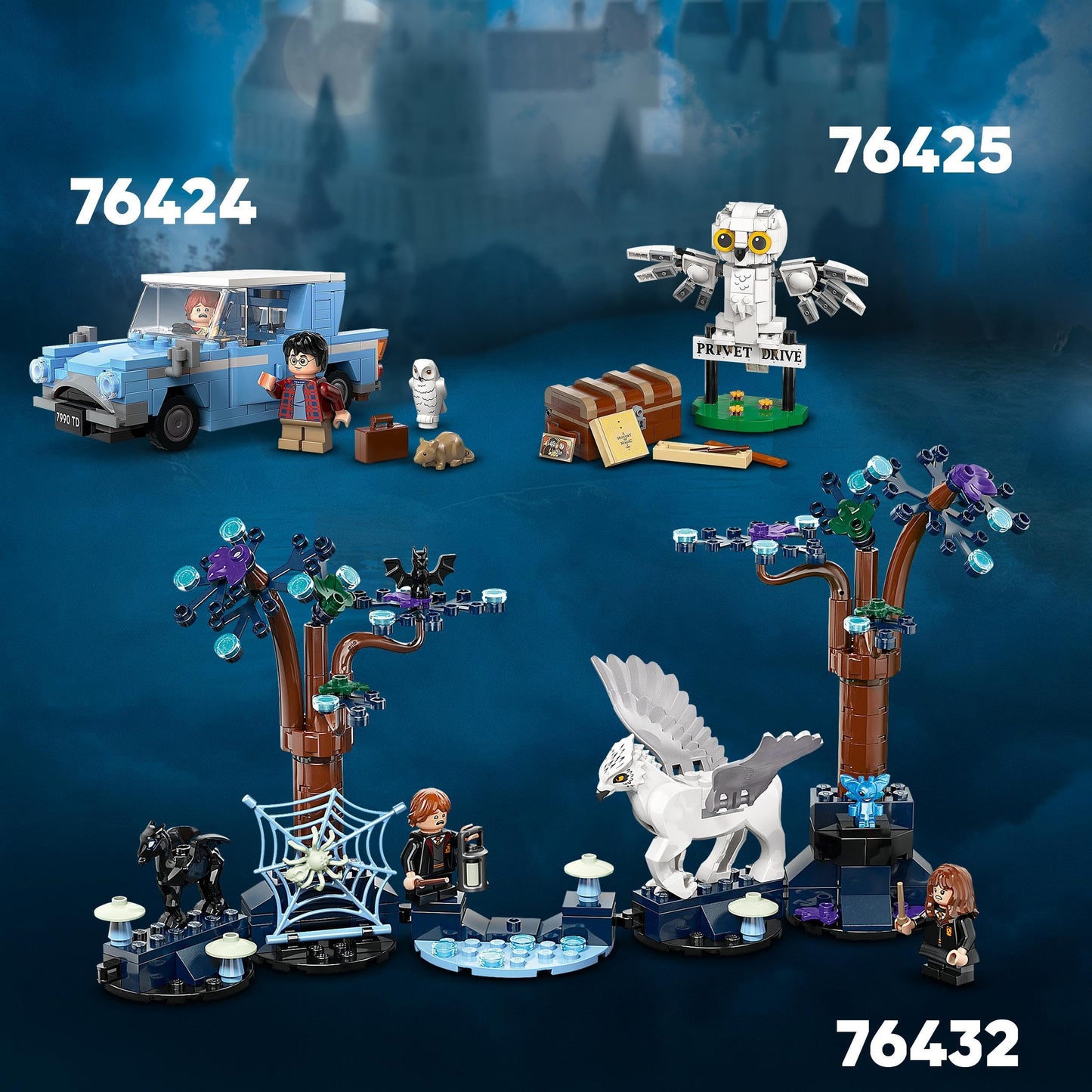 LEGO Harry Potter Flying Ford Anglia, buildable toy car for children, gift for boys, girls and all fans aged 7 and over, set with 2 mini figures including Ron Weasley for role play 76424