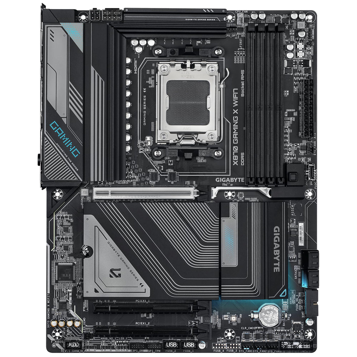 GIGABYTE X870 Gaming X WIFI7 Motherboard - Supports AMD Ryzen 9000 CPUs, 16+2+2-phase VRM, up to 8000MHz DDR5 (OC), 1xPCIe 5.0, Wi-Fi 7, 2.5GbE LAN, USB 4