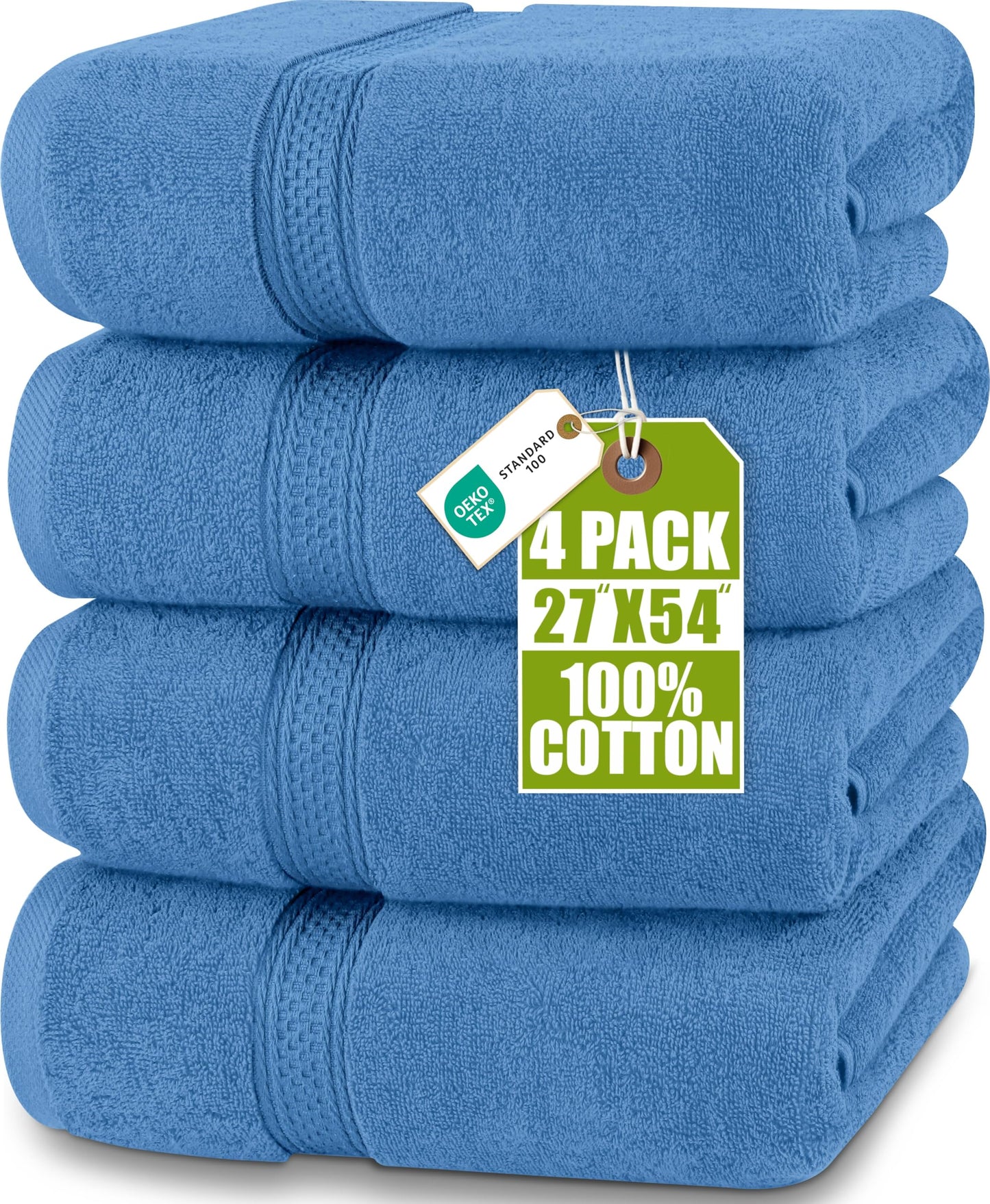 Utopia Towels 4-Pack Bath Towel Set, 69 x 137 cm, Electric Blue - UT0562