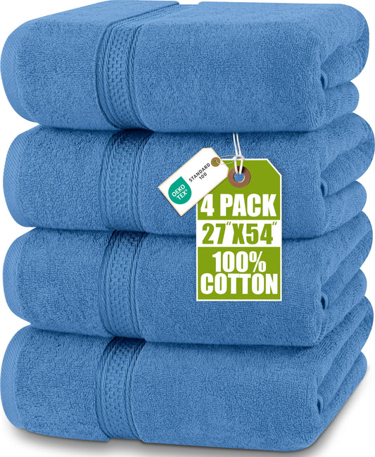 Utopia Towels 4-Pack Bath Towel Set, 69 x 137 cm, Electric Blue - UT0562