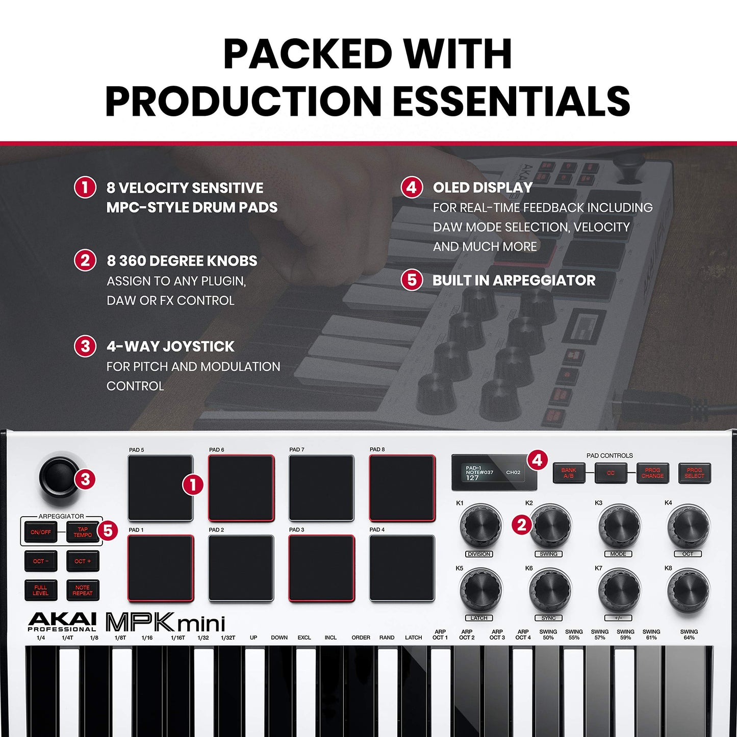AKAI Professional Midi Controller + Sustain Pedal Bundle
