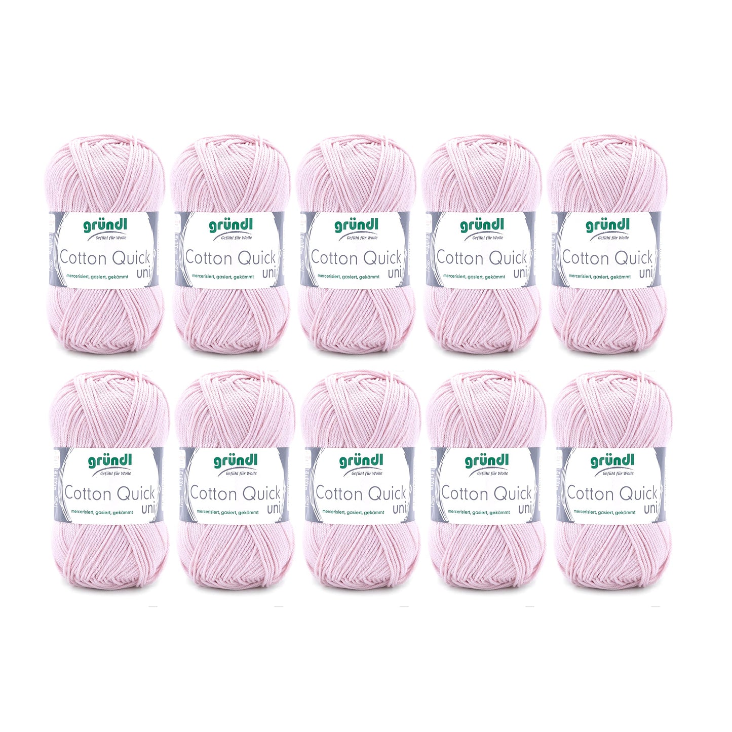 Gründl Wolle Cotton Quick uni - thin wool for crocheting - knitting yarn - crochet yarn - shiny and skin-friendly - 100% cotton - 10 balls 50 g / 125 m - needle size 3-4 - rose - 865-106
