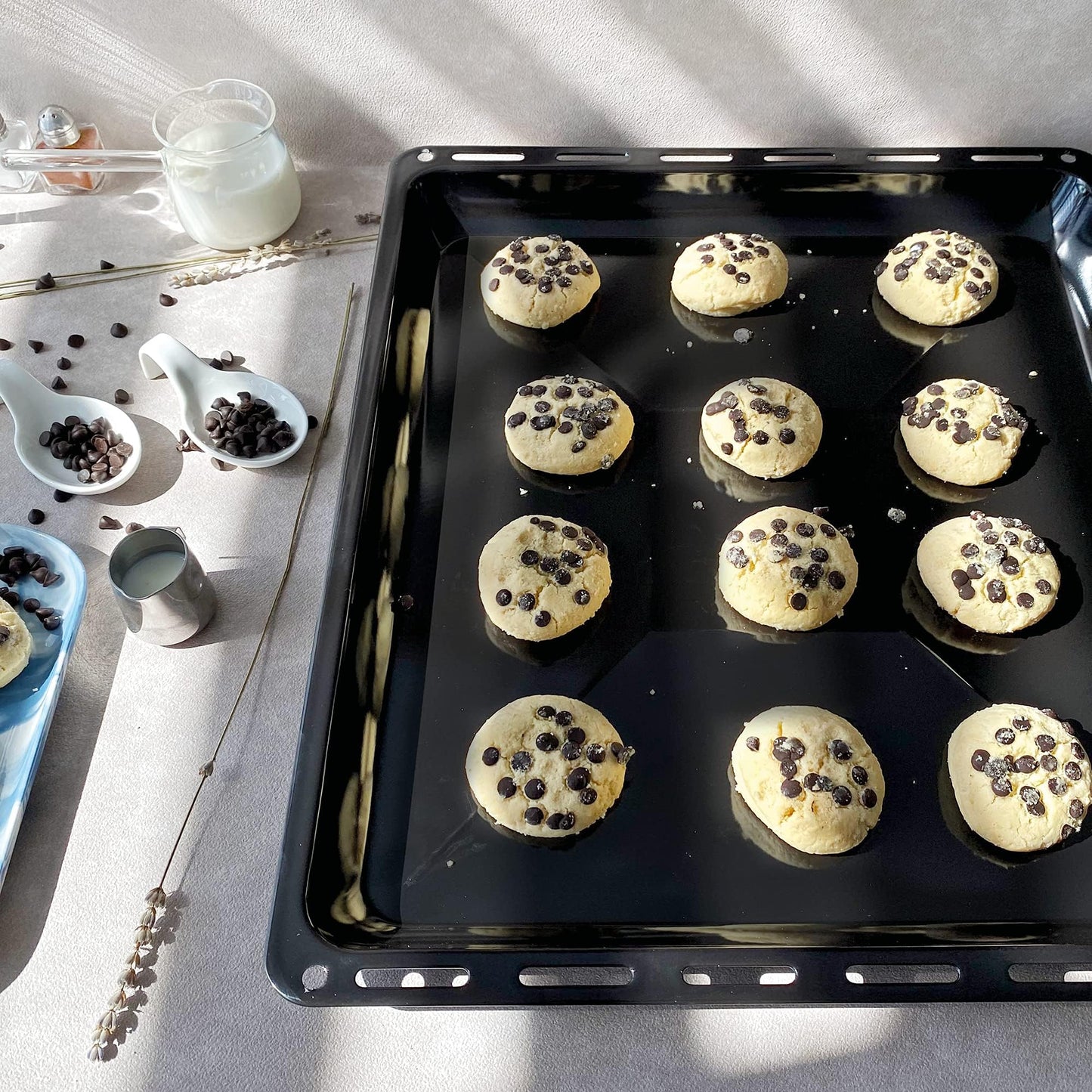 ICQN baking tray set 455 × 375 × 30 mm, compatible with Bosch, Siemens, Constructa & Neff, enameled baking trays for ovens and stoves - Yak017-Yak017-set