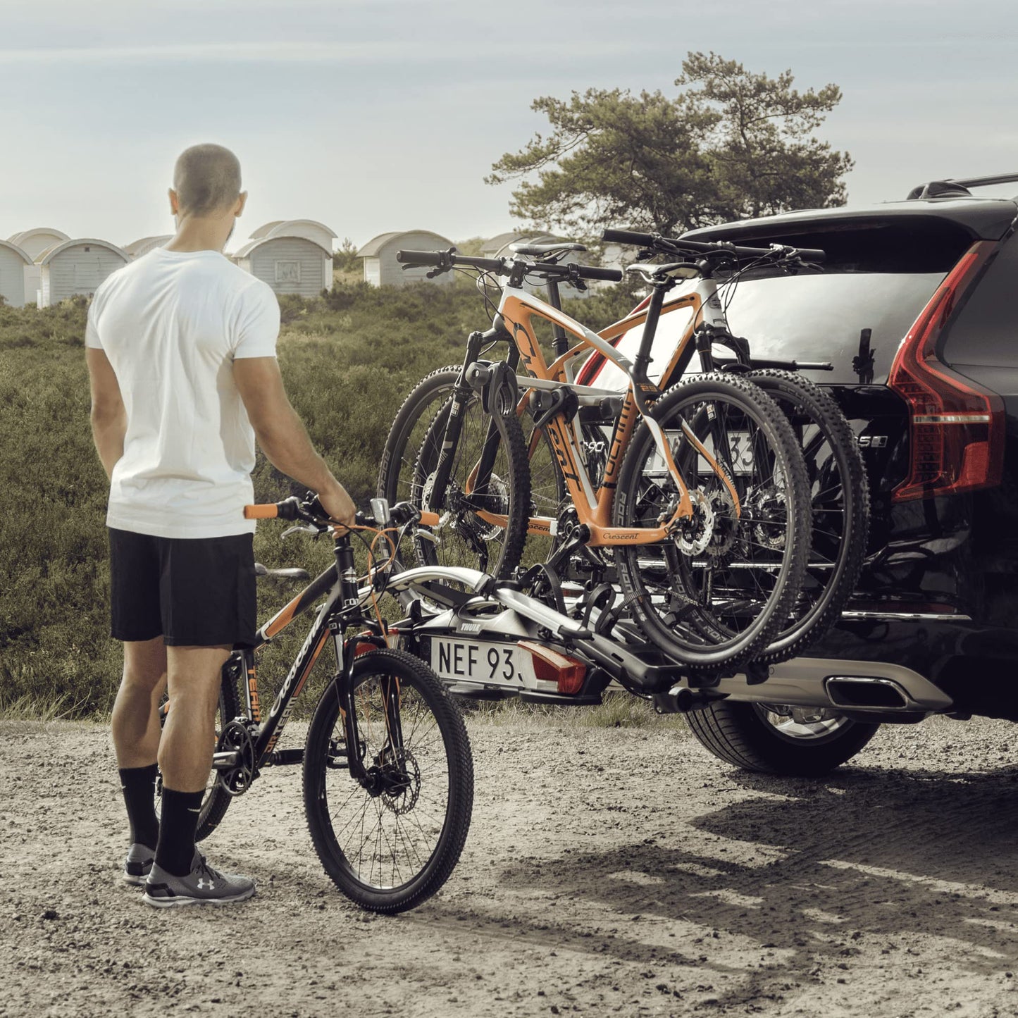 Thule VeloCompact bicycle carrier, bicycle carrier trailer hitch black/aluminum, 2 bikes - 924003