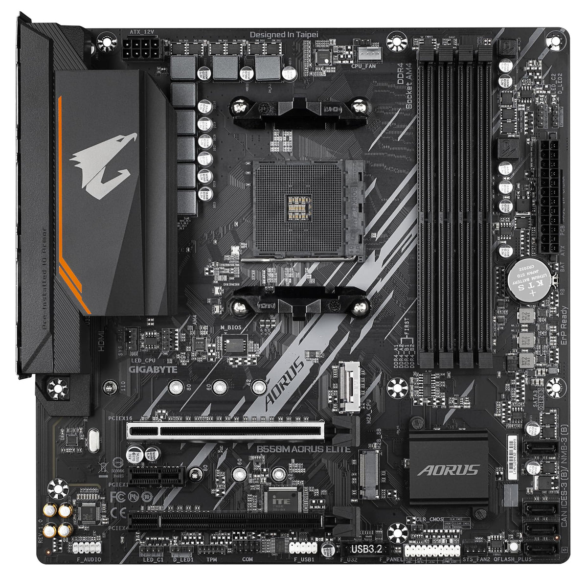 GIGABYTE B550M AORUS Elite Placă de bază – procesoare AMD Ryzen 5000, placă de bază Micro-ATX, VRM cu 5+3 faze, până la 4733 MHz DDR4, PCIe 4.0 + PCIe 3.0 M.2, LAN 1GbE, USB 3.2 Gen 1