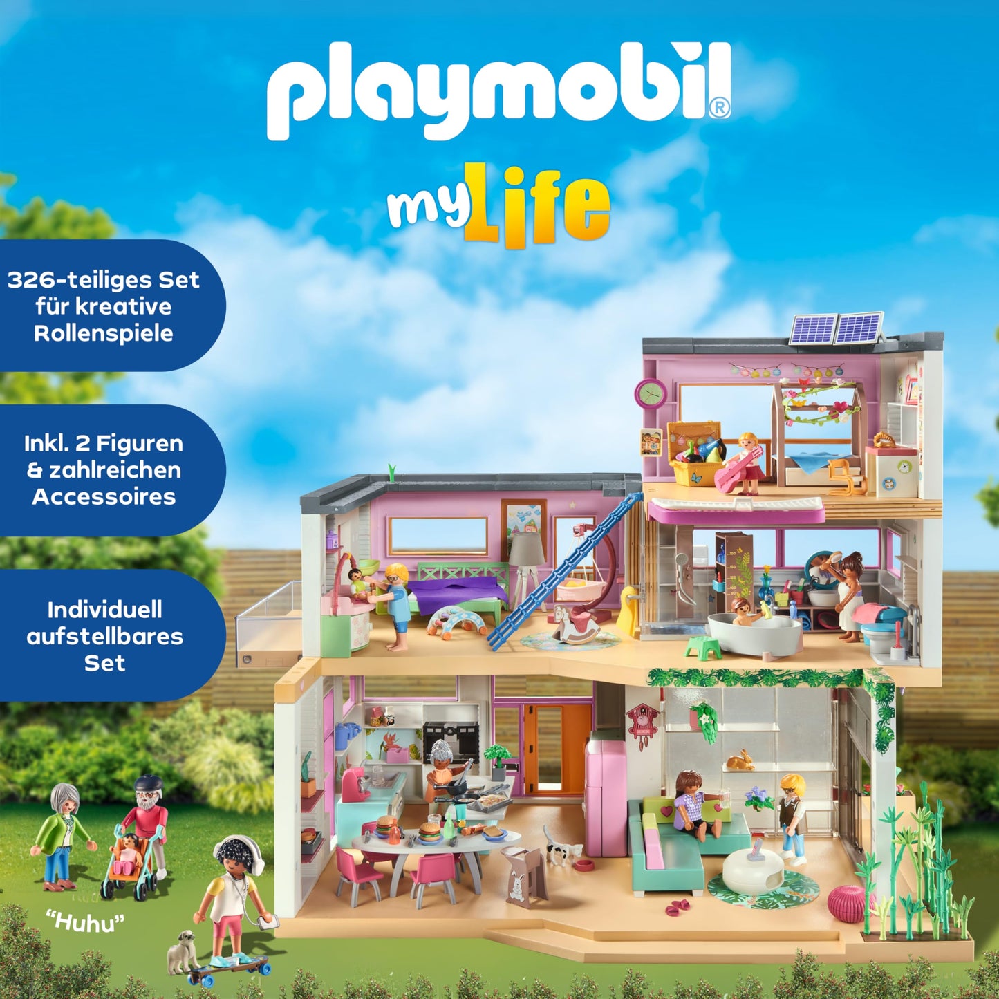 PLAYMOBIL MyLife 71607 house with winter garden, including two figures and a sticker sheet, made from over 80% recycled and bio-based materials, a variety of toys for children aged 4 and over