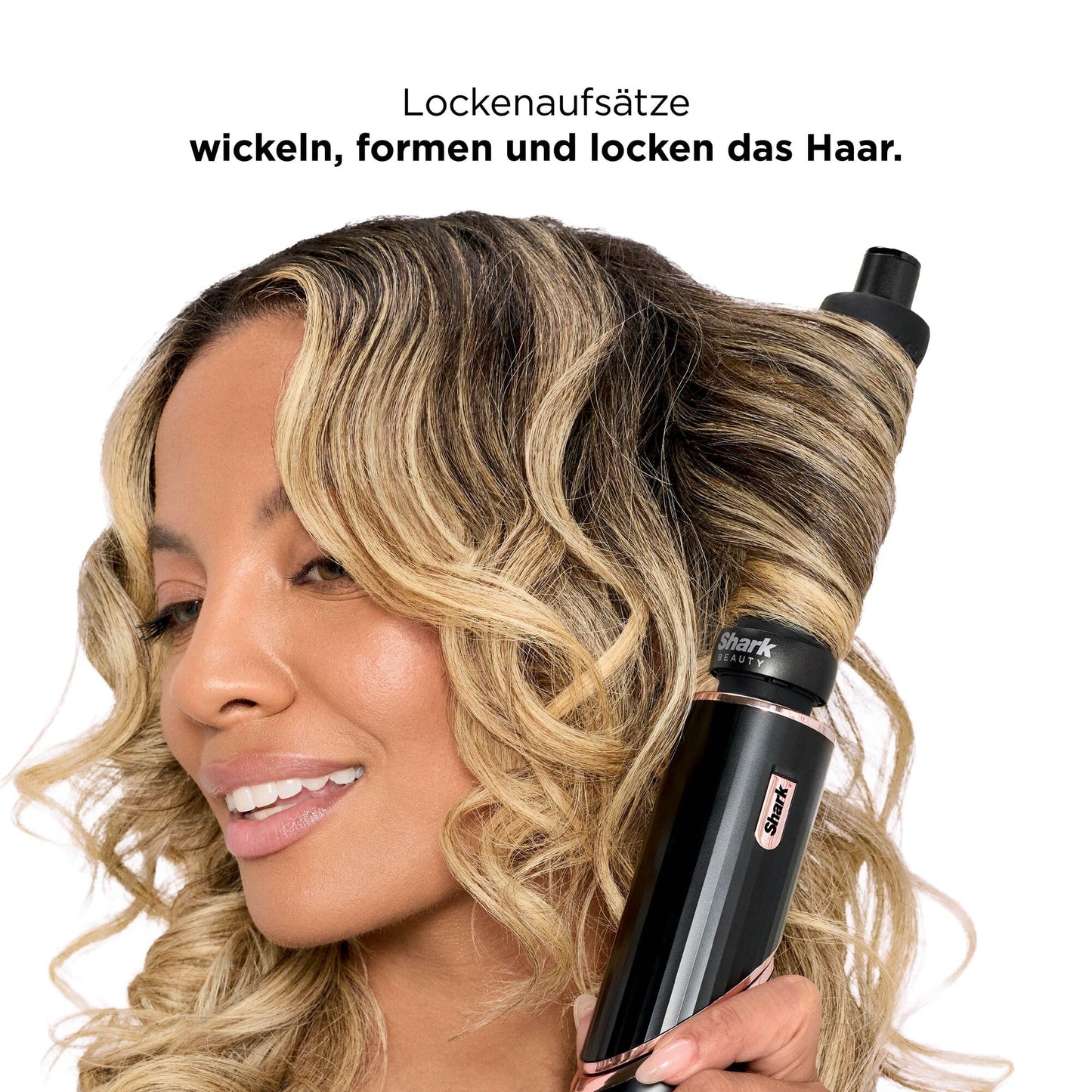 Shark FlexStyle 5-in-1 Air Styler & Hair Dryer, Auto Wrap Curl Attachment, Paddle Brush, Oval Brush, Concentrator, Diffuser, Storage Case, No Heat Damage, Black/Rose Gold, HD446EU