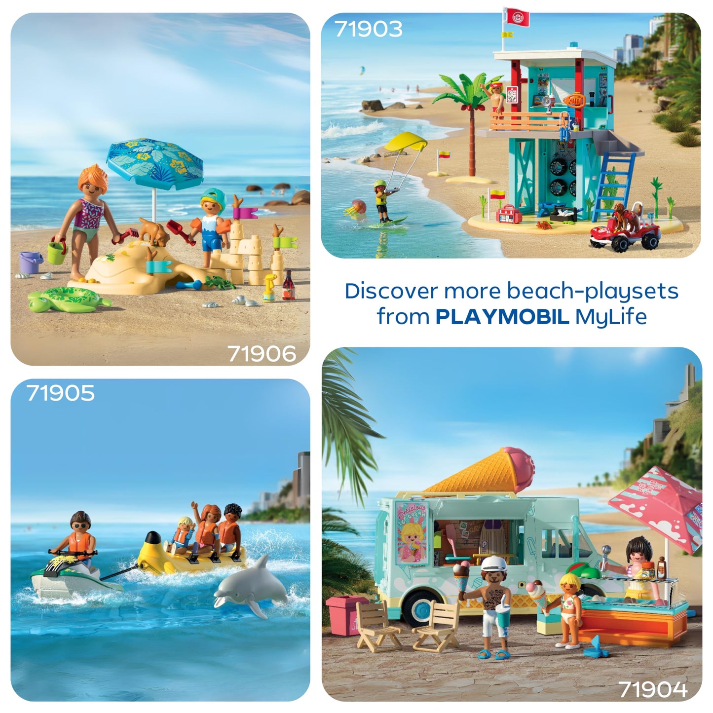 PLAYMOBIL | Vacation on the Beach | Ice Cream Truck with Surf Shop | Toys for ages 4+ | Gift for children | Promotes creativity & role play | Beach adventure with figures & vehicle | 71904