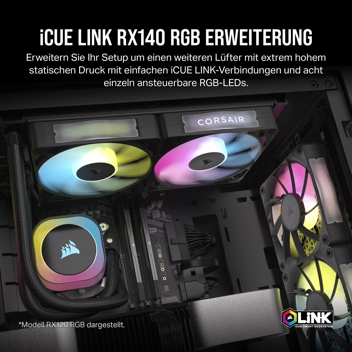 CORSAIR iCUE LINK RX140 RGB 140mm PWM Fan - Single Pack, Black - CO-9051019-WW