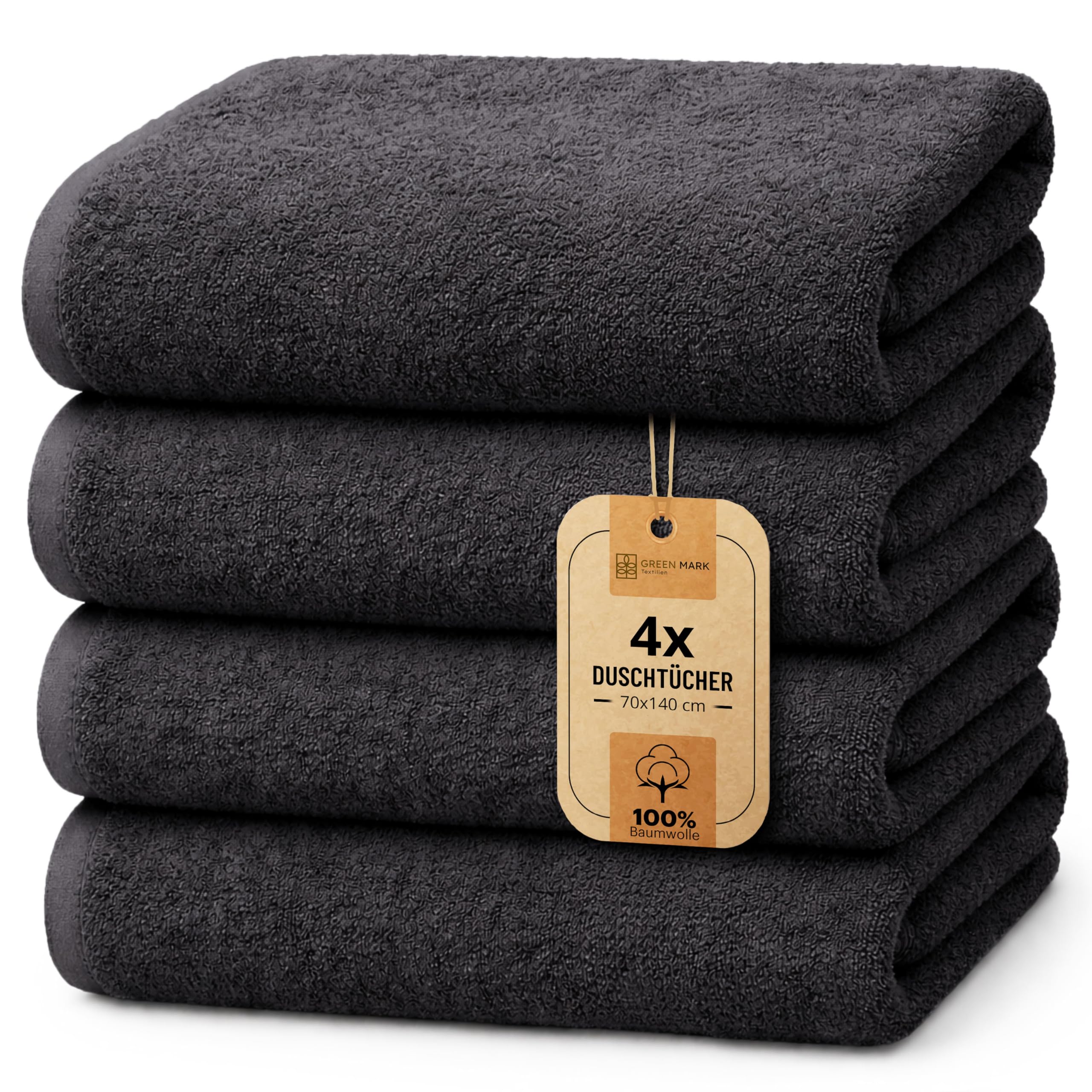 Set de 4 prosoape de duș NatureMark - prosoape de duș moi și absorbante din bumbac 100%, potrivite pentru utilizarea zilnică - negru, 70x140cm - 4dt_400_schwarz