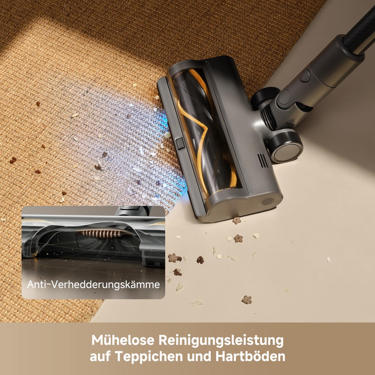 dreame R30 wireless vacuum cleaner, side brush, for numerous surfaces, dust lighting, tangle-free, 22,000PA / 190 AW suction power, 90 min. maximum running time, filtering 99.9% - VRV31D