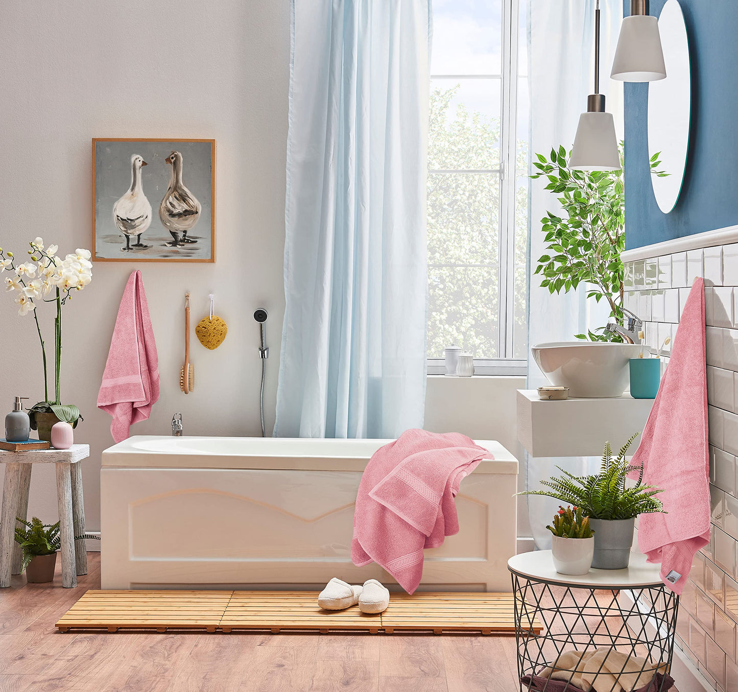 Utopia Towels 8 Piece Premium Towel Set, 2 Bath Towels, 2 Hand Towels and 4 Face Cloths, 600gsm 100% Ring-spun Cotton, Gym, Hotel and Spa (Dusky Pink) - UT0877