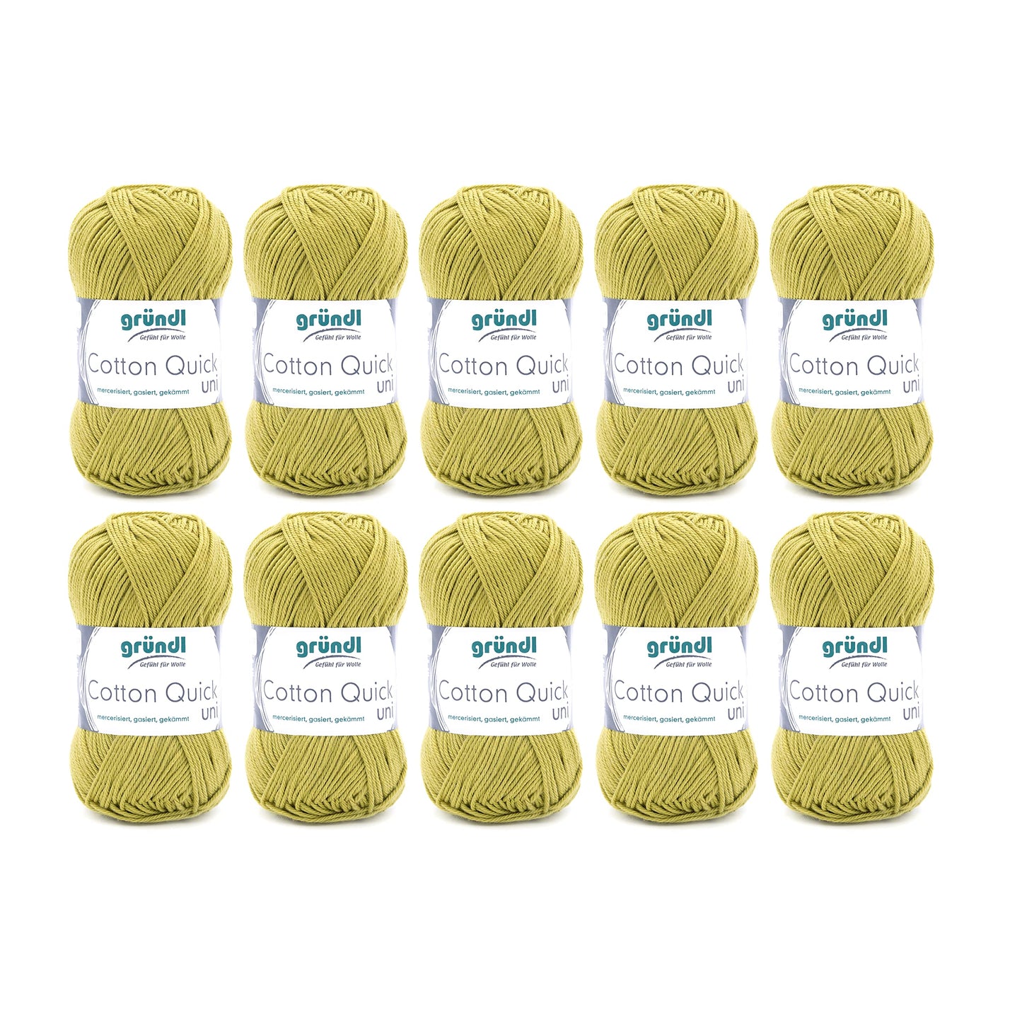 Gründl Wolle Cotton Quick uni - thin wool for crocheting - knitting yarn - crochet yarn - shiny and skin-friendly - 100% cotton - 10 balls 50 g / 125 m - needle size 3-4 - Hellolive - 865-140