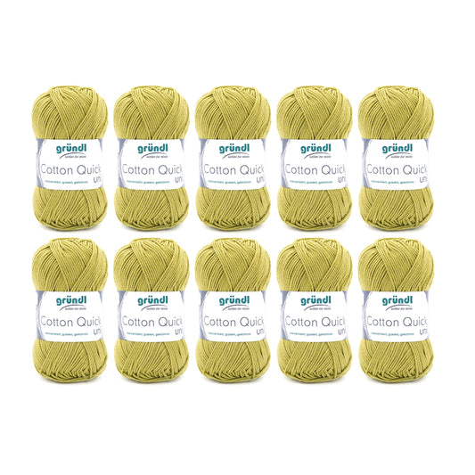 Gründl Wolle Cotton Quick uni - thin wool for crocheting - knitting yarn - crochet yarn - shiny and skin-friendly - 100% cotton - 10 balls 50 g / 125 m - needle size 3-4 - Hellolive - 865-140