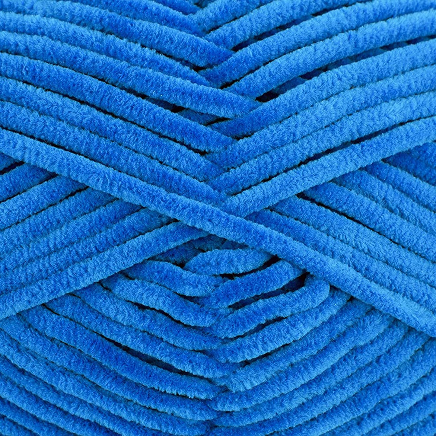 Gründl Wolle Funny uni - soft chenille wool for crocheting - cuddly and skin-friendly - 100% polyester - 10 balls 100 g / 120 m - needle size 5-6, royal blue - 3442-14