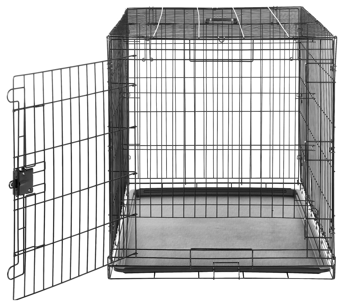 Amazon Basics Foldable Metal Wire Dog Crate with Floor Tray, Single Door, 106.7 x 71.1 x 76.2 cm (L x W x H), Black - 9001N-42A