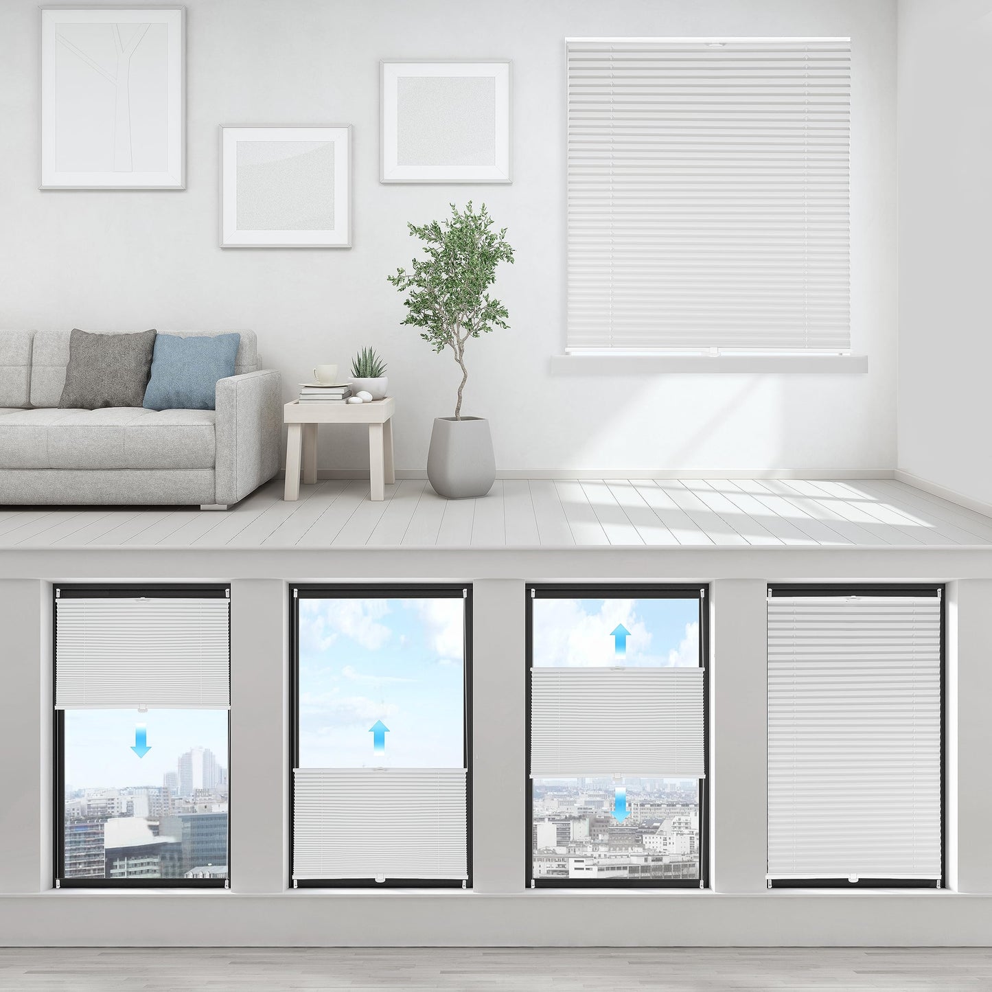Sekey pleated blinds without drilling, window pleated blinds Klemmfix blinds 130 cm wide, tensioned opaque sun protection window blind, 130x150cm, white - 38B51309