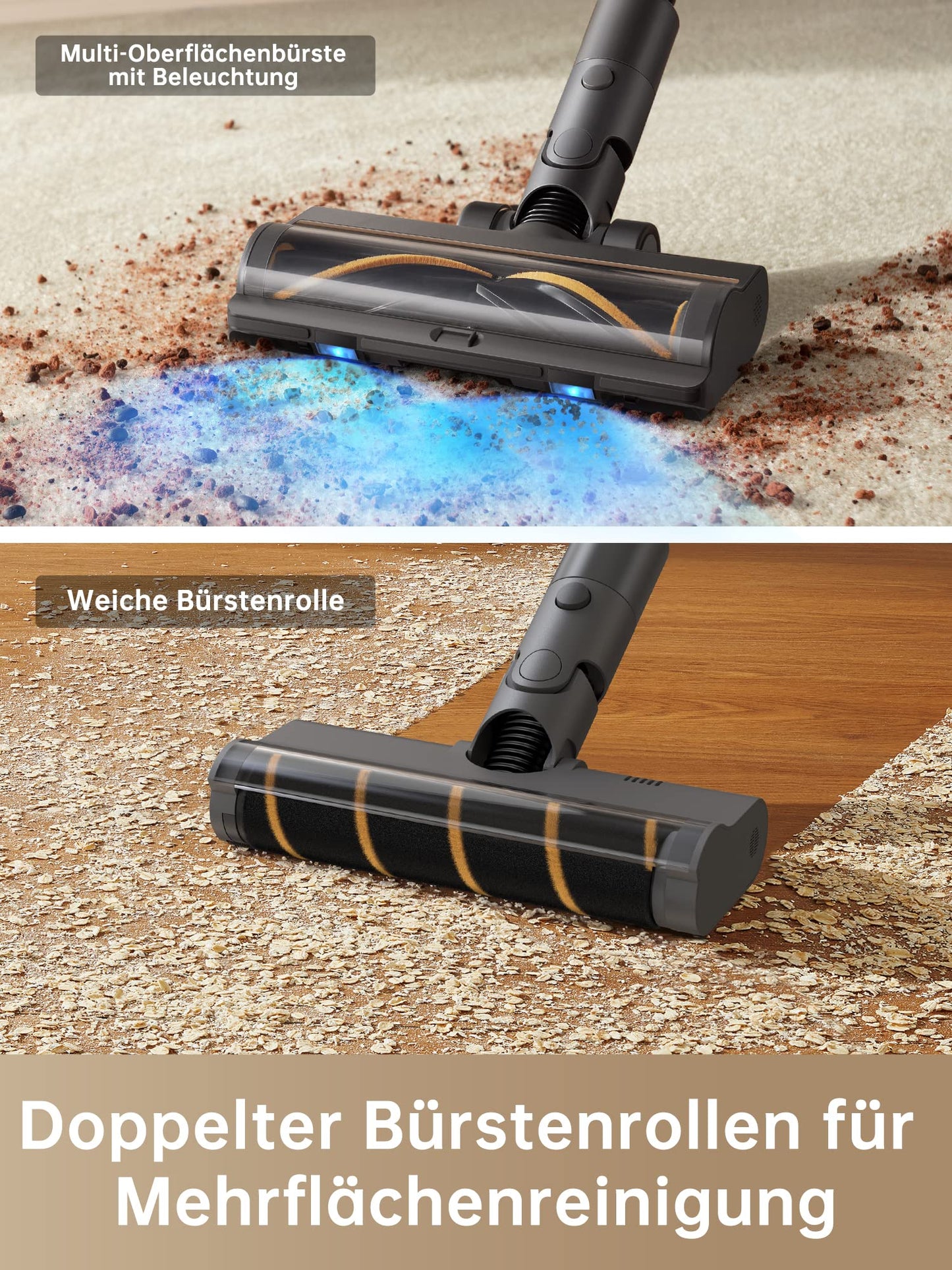 dreame R20 wireless vacuum cleaner, 22,000PA / 190AW Strong suction power, 90min Long running time, dirt detection, LED screen, blue LED light, no tangling, ideal for pet hair, carpets - VTV97A