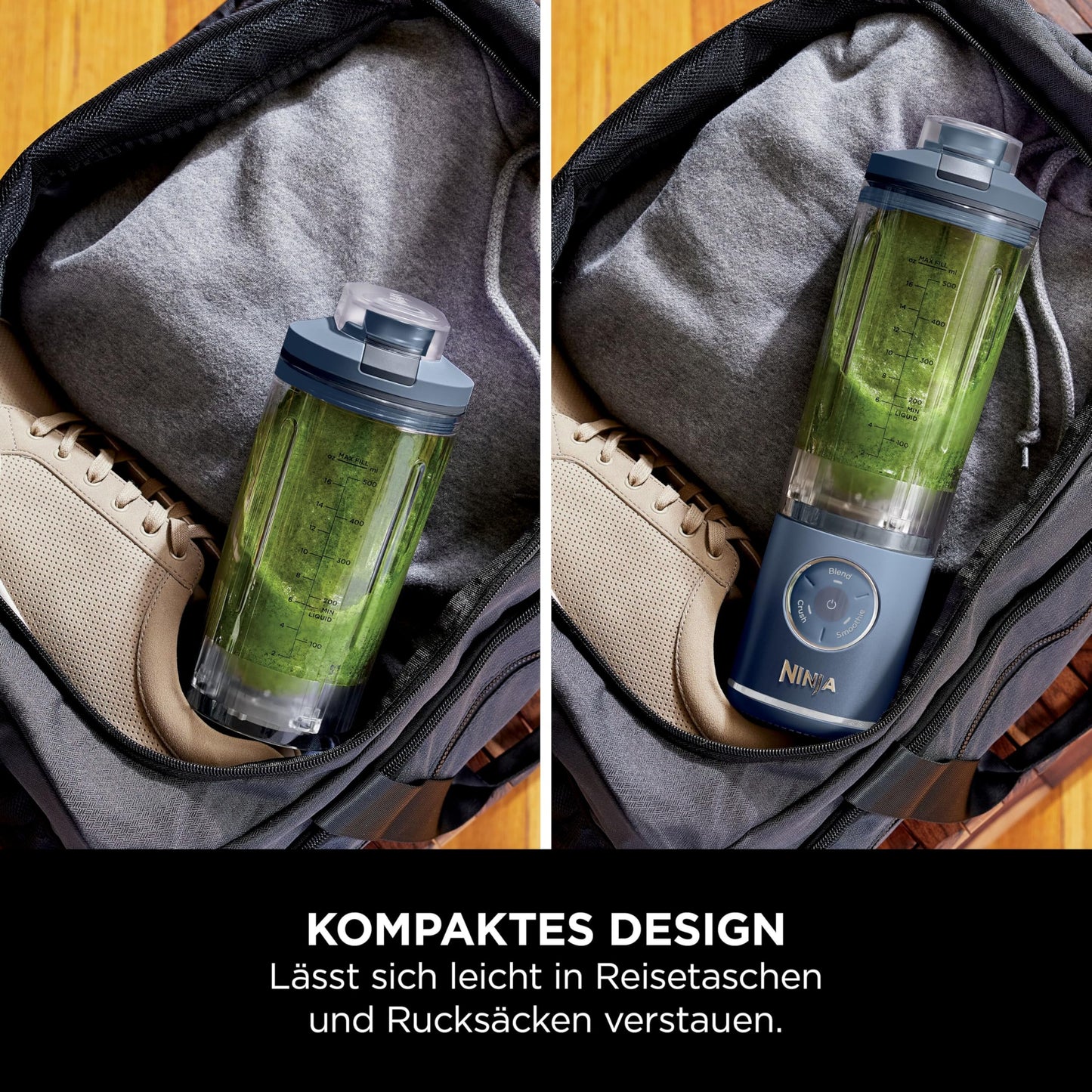 Ninja Blast Max Portable Blender/Smoothie Maker, 570ml, Rechargeable, Blending Cup & Leakproof Lid, 3 Functions, Smoothies, Protein Shakes, Navy BC251EUNV