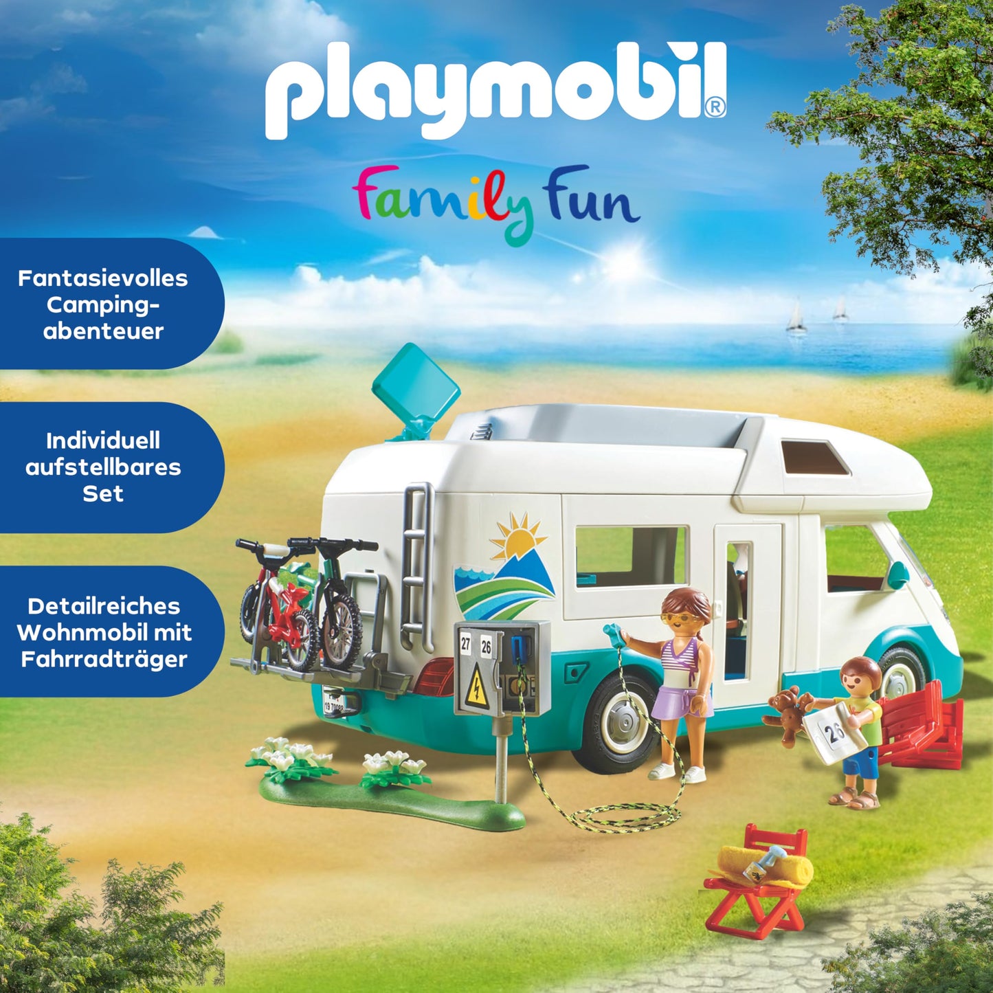 PLAYMOBIL | Family Fun | Family motorhome | with removable roof | Toys for children aged 4 and over | 70088
