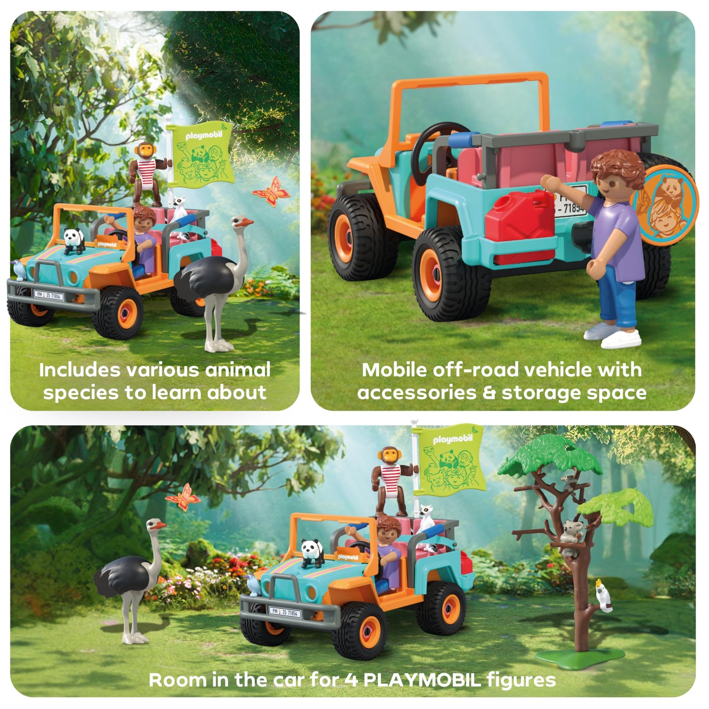 PLAYMOBIL | Animals & Friends | Colorful off-road vehicle | Toys for ages 4+ | Gift for children | Promotes creativity & sense of adventure | With figures, vehicle & accessories | 71854