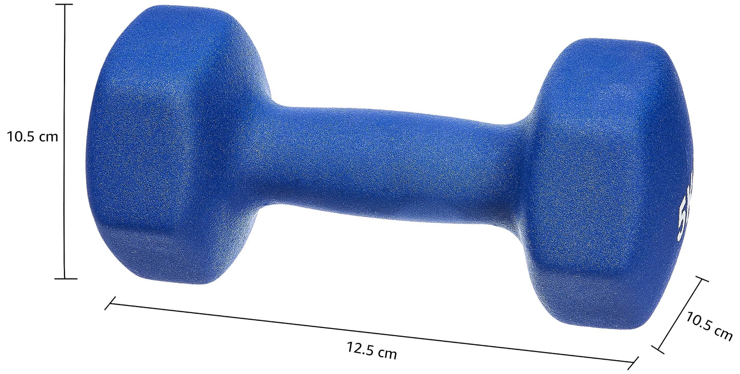 Amazon Basics Neoprene Dumbbell Weights, 2kg, Blue - GND002