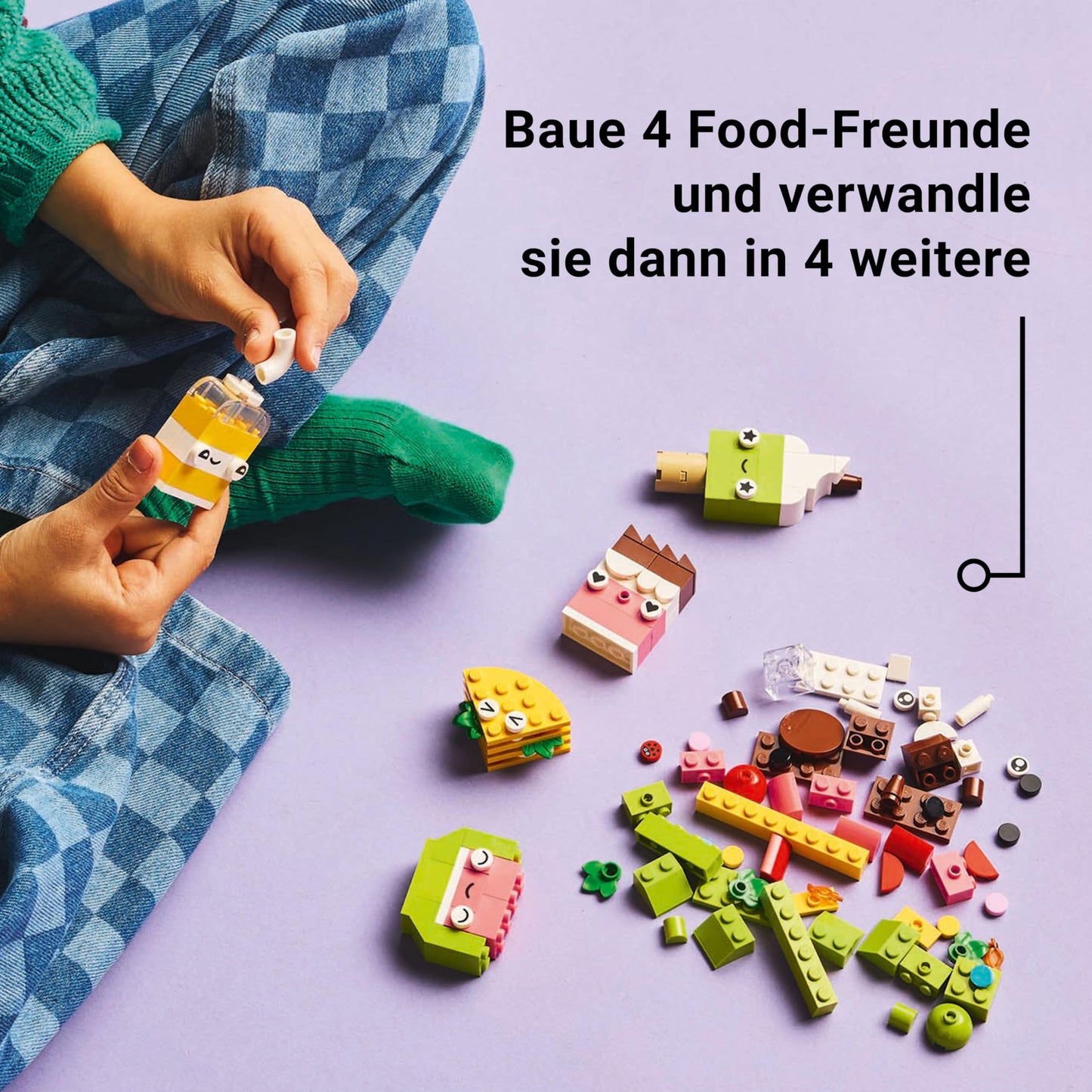 LEGO Classic Creative Snack building fun, toy with food for imaginative role play, building set for boys and girls aged 4 and up, cupcake, avocado, popsicle and taco 11039